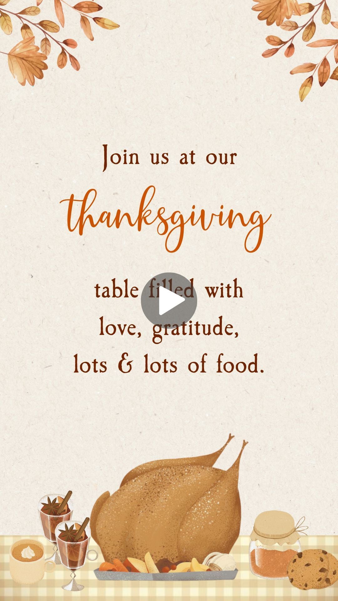 Little Thanksgiving Dinner Video Invitation - Thanksgiving Dinner Theme Digital Invite