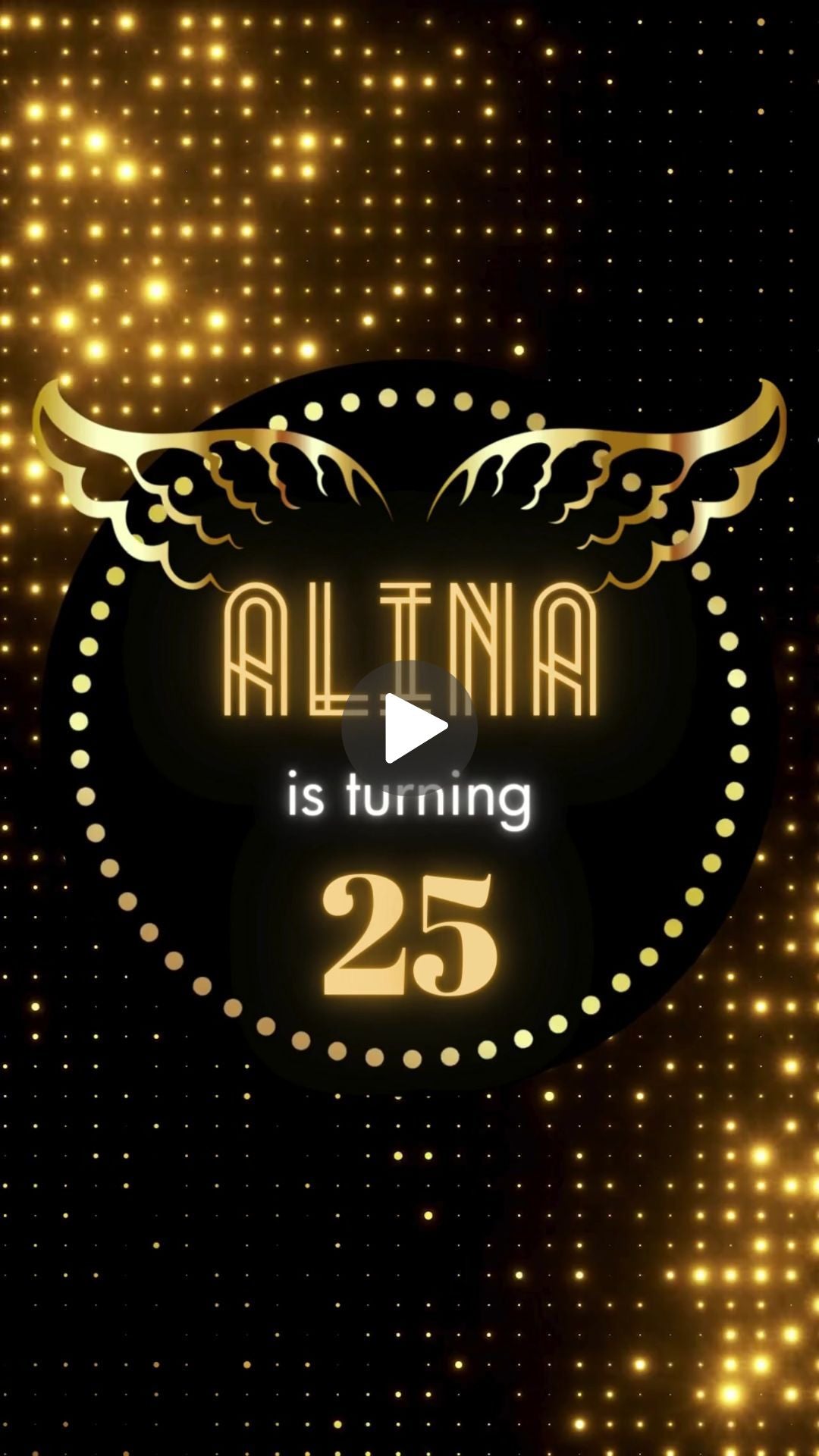 25th Birthday Video Invitation - Black and Gold Theme Party Invite | Canva Template | Instant Download