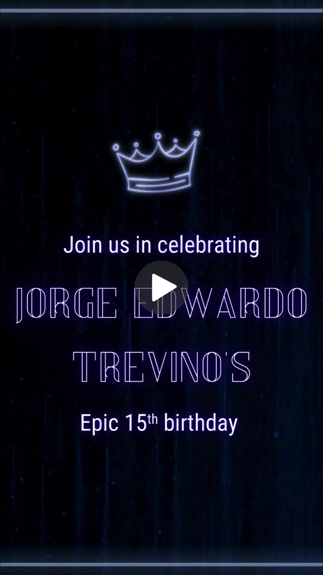 Neon Blue 15th Birthday Video Invitation - Teen Boy Party Digital Invite - 15th Theme Birthday Party Digital Invite | Canva Template | Instant Download