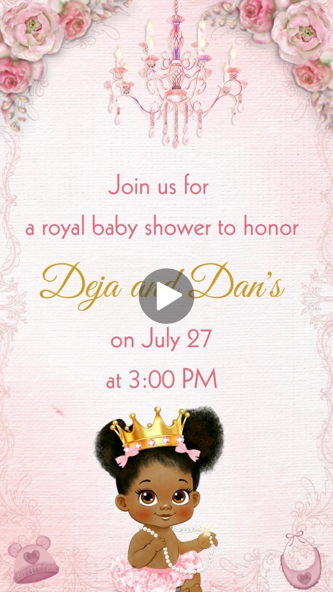 A Little Princess Girl Baby Shower Invitation - A Little Princess Pink Theme Baby Shower Invite
