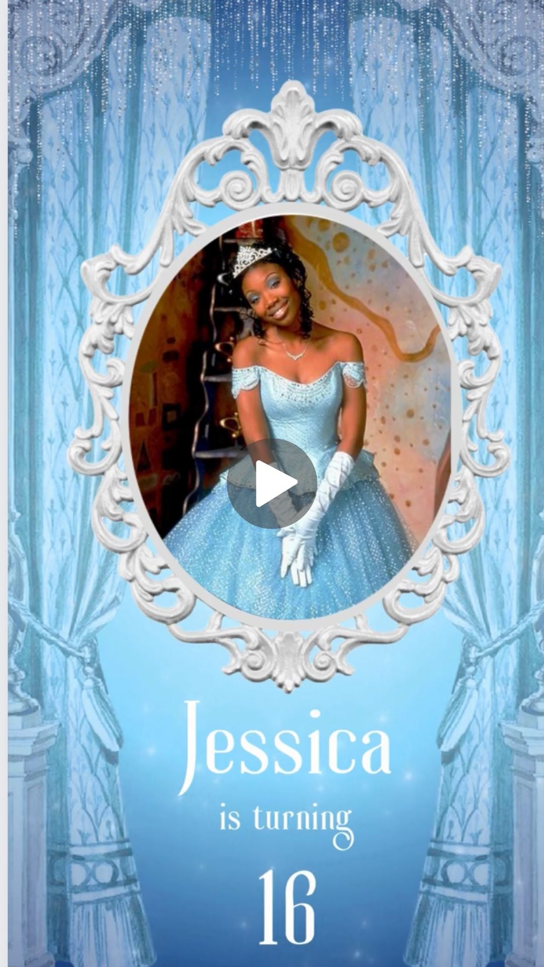 Cinderella Sweet 16 Brown Skintone Birthday Video Invitation - Cindere - urnotinvited cinderella-sweet-16-brown-skintone-birthday-video-invitation-cindere-urnotinvited