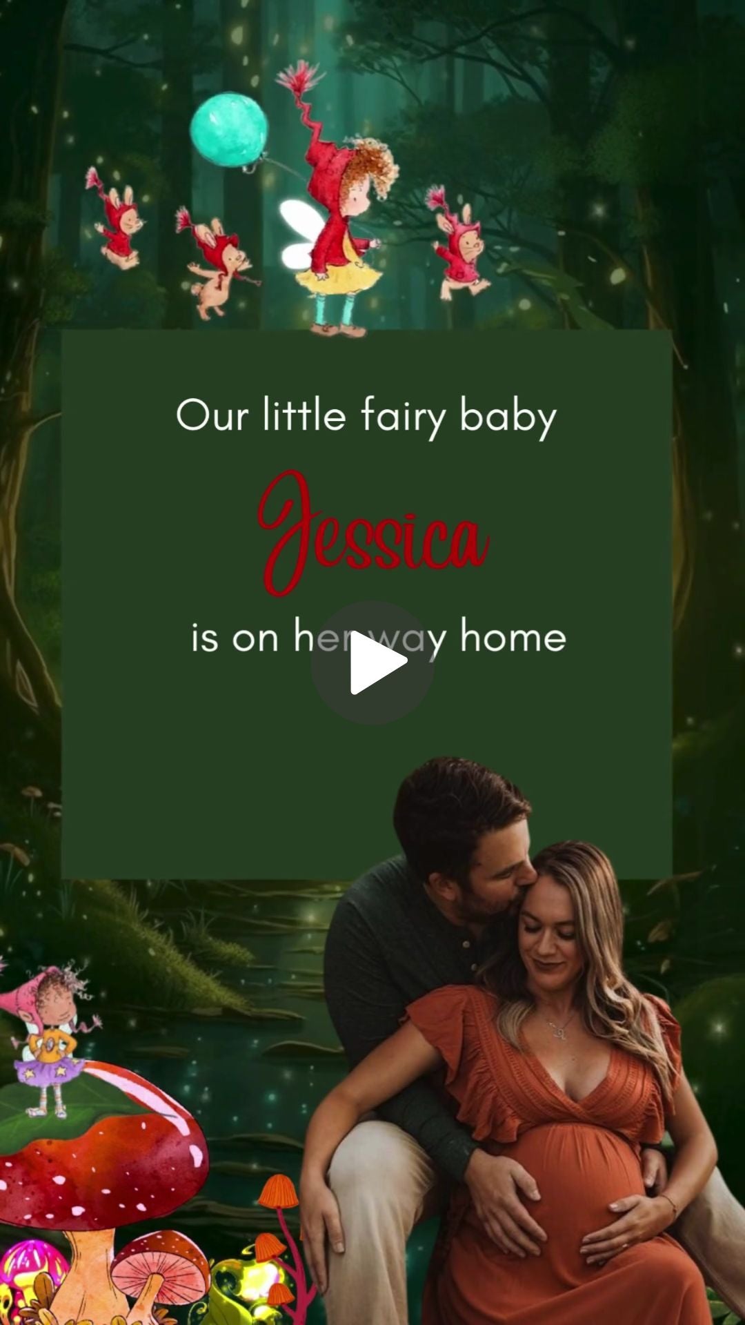 Forest Fairy Baby Shower Video Invitation - Forest Fairy Theme Baby Shower Digital Invite