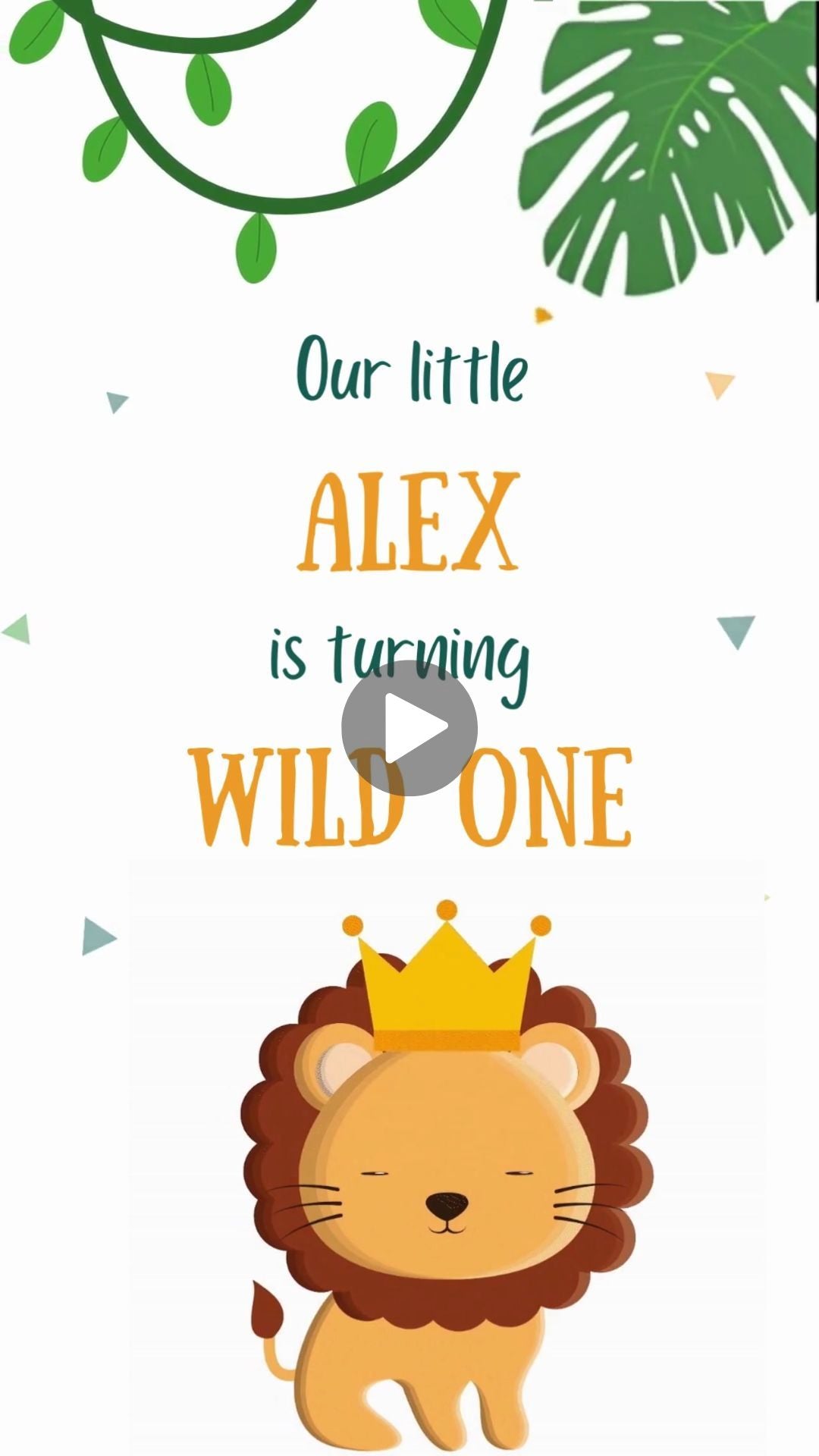 Jungle Safari Wild One Birthday Invitation - Jungle Safari Wild Animal Theme Invite