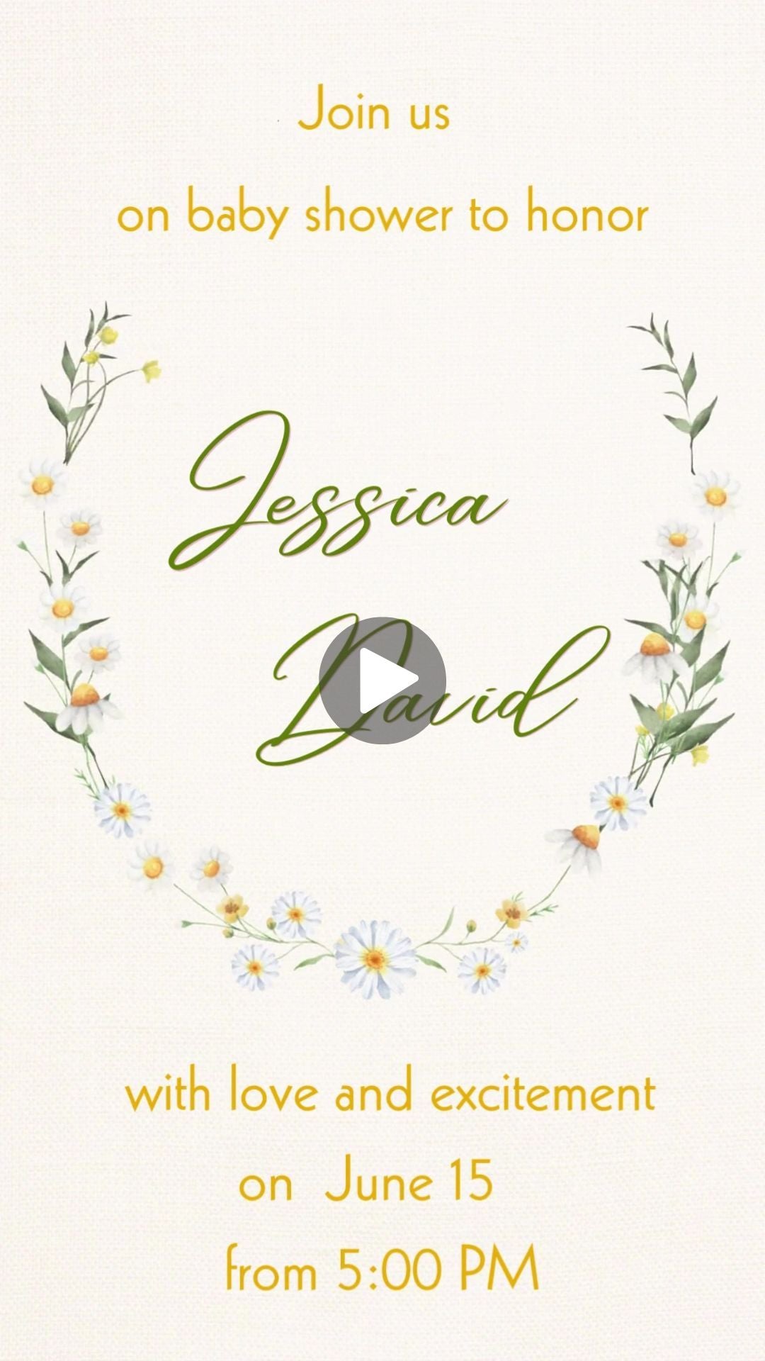 Daisy Flowers Baby Shower Video Invitation - Daisy Flowers Baby in Bloom Theme Baby Shower Digital invite | Canva Template | Instant Download