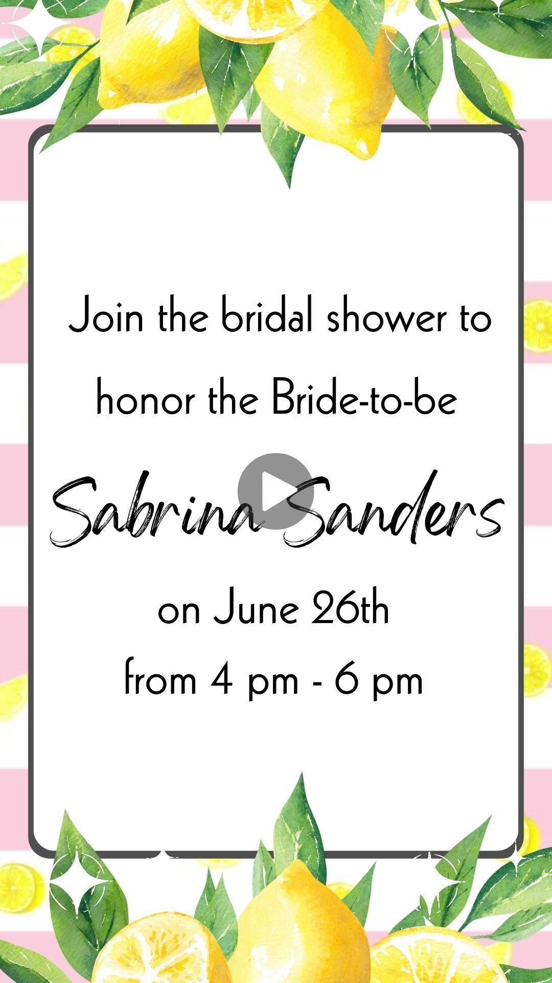 Squeeze Bridal Shower Invitation - Lemon Bridal Shower Theme Invite