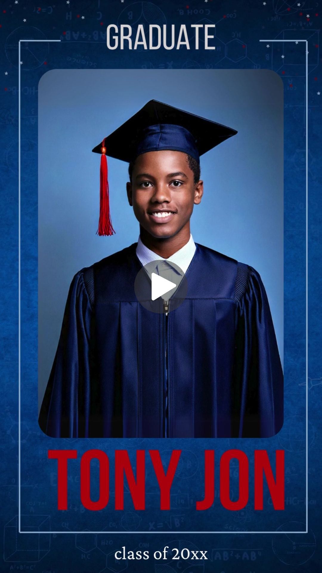 Blue Red Graduation Video Invitation - Dynamic Blue Red Graduation Invitation with RSVP