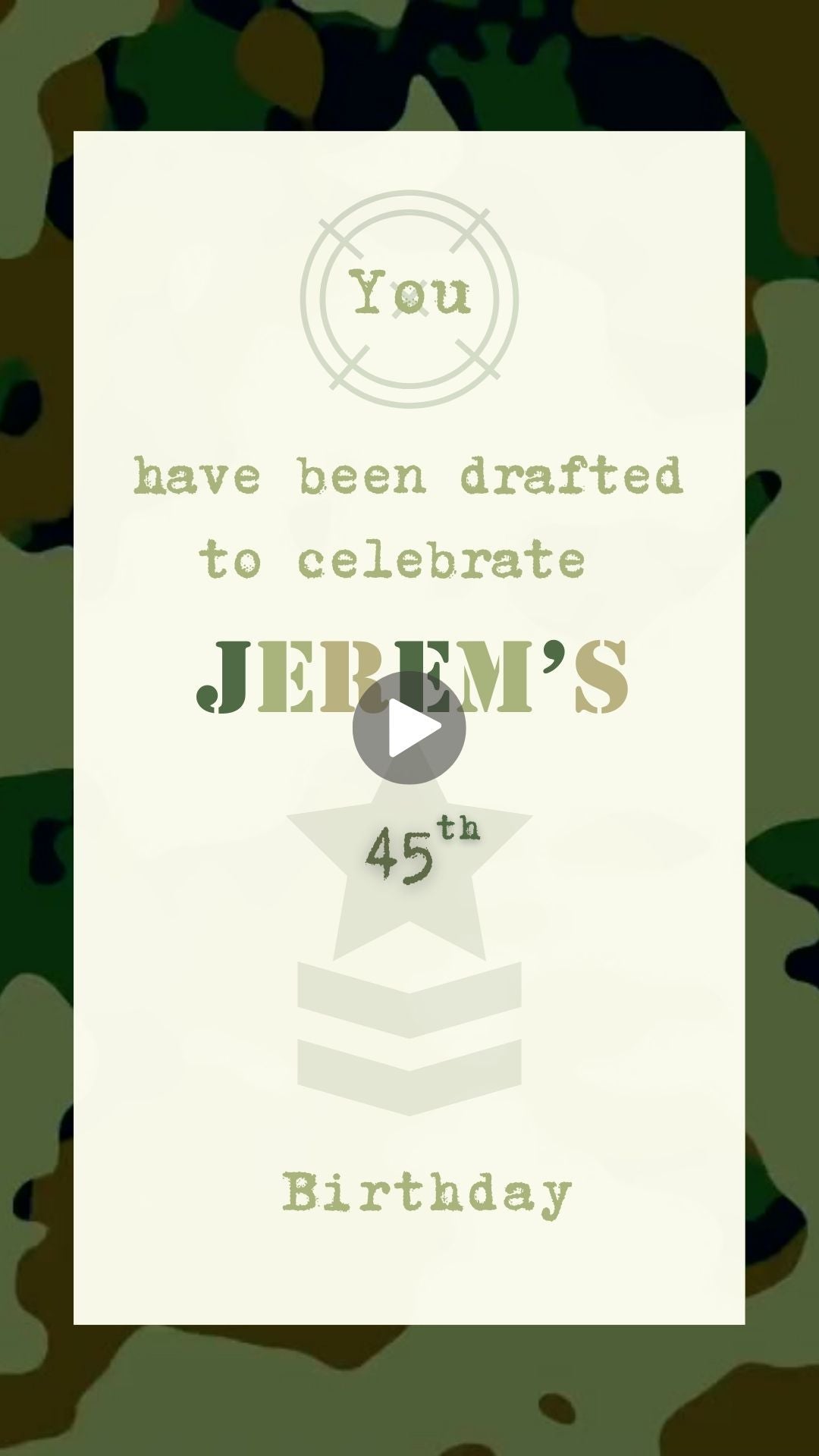 Military Birthday Invite - Atten Hunt Military Birthday Party Invitation