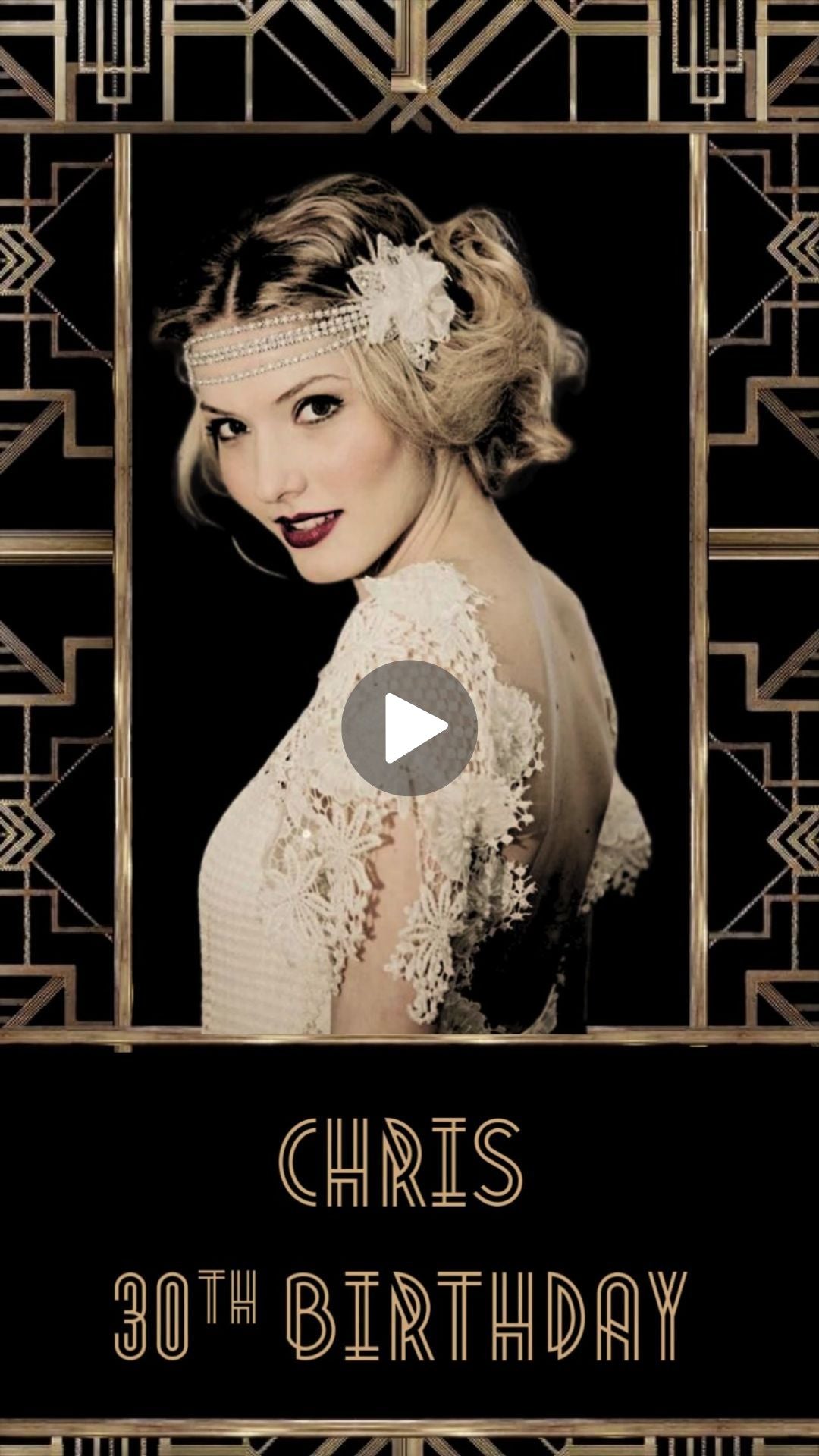 Great Gatsby Birthday Party Invitations - Roaring 20s Glamour-Themed Party Invite  | Canva Template | Instant Download
