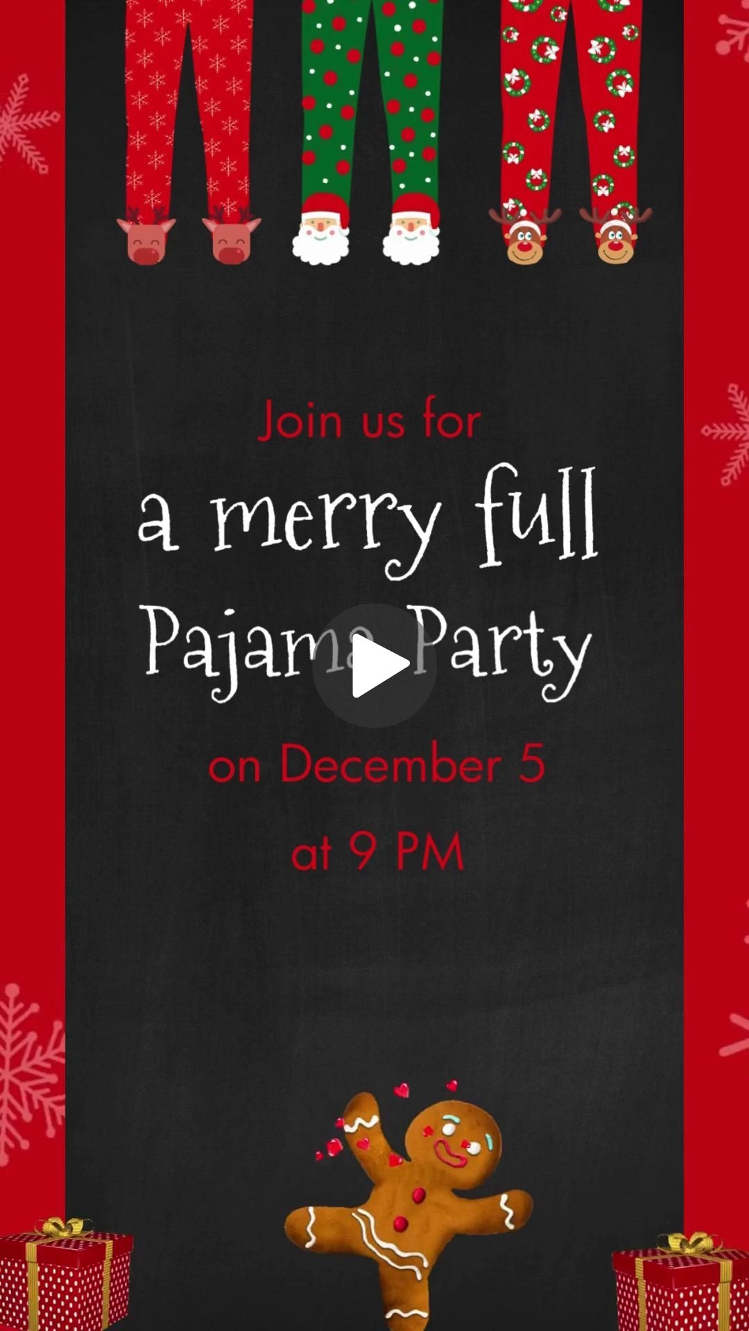 Christmas Pajama Invite - Pajamas Party Invitation | Canva Template | Instant Download