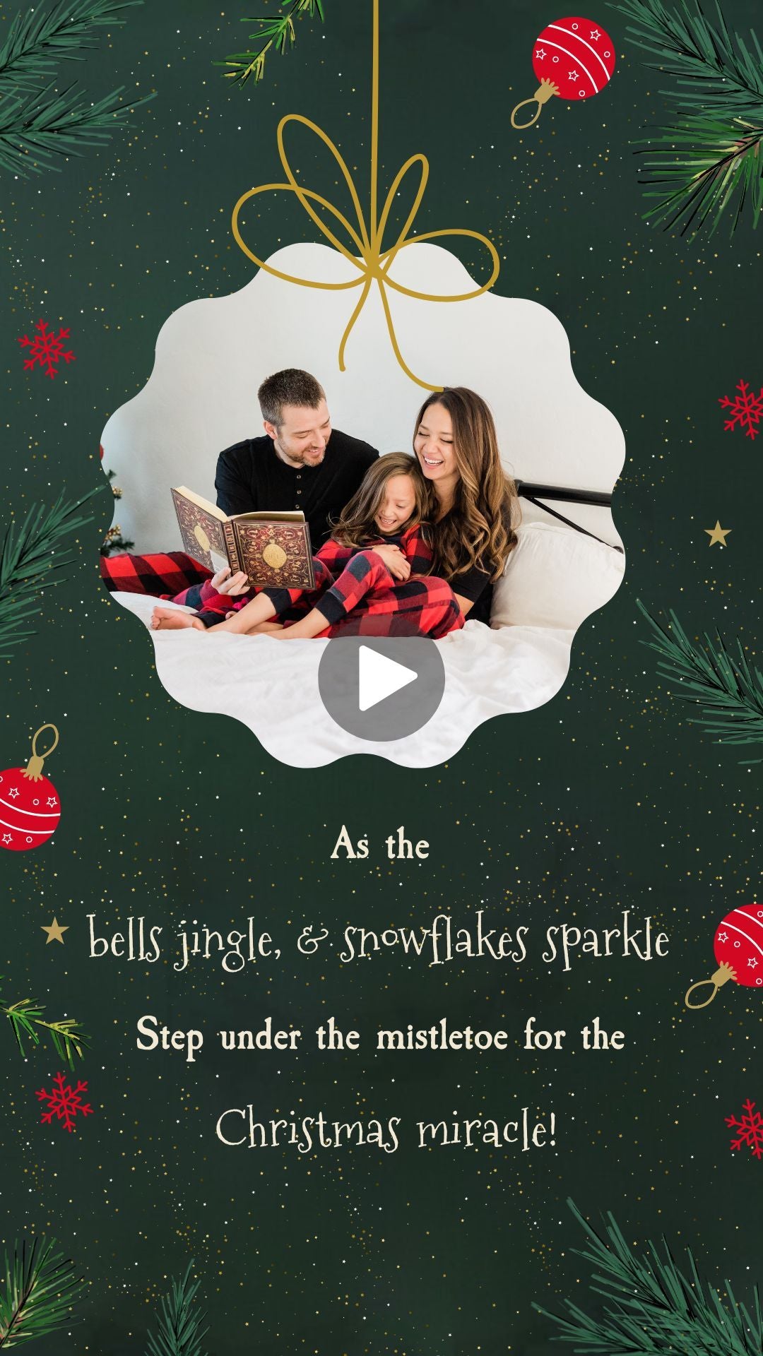 Christmas Greeting Video Invitation - Animated Green Christmas Greeting Theme Digital Invite