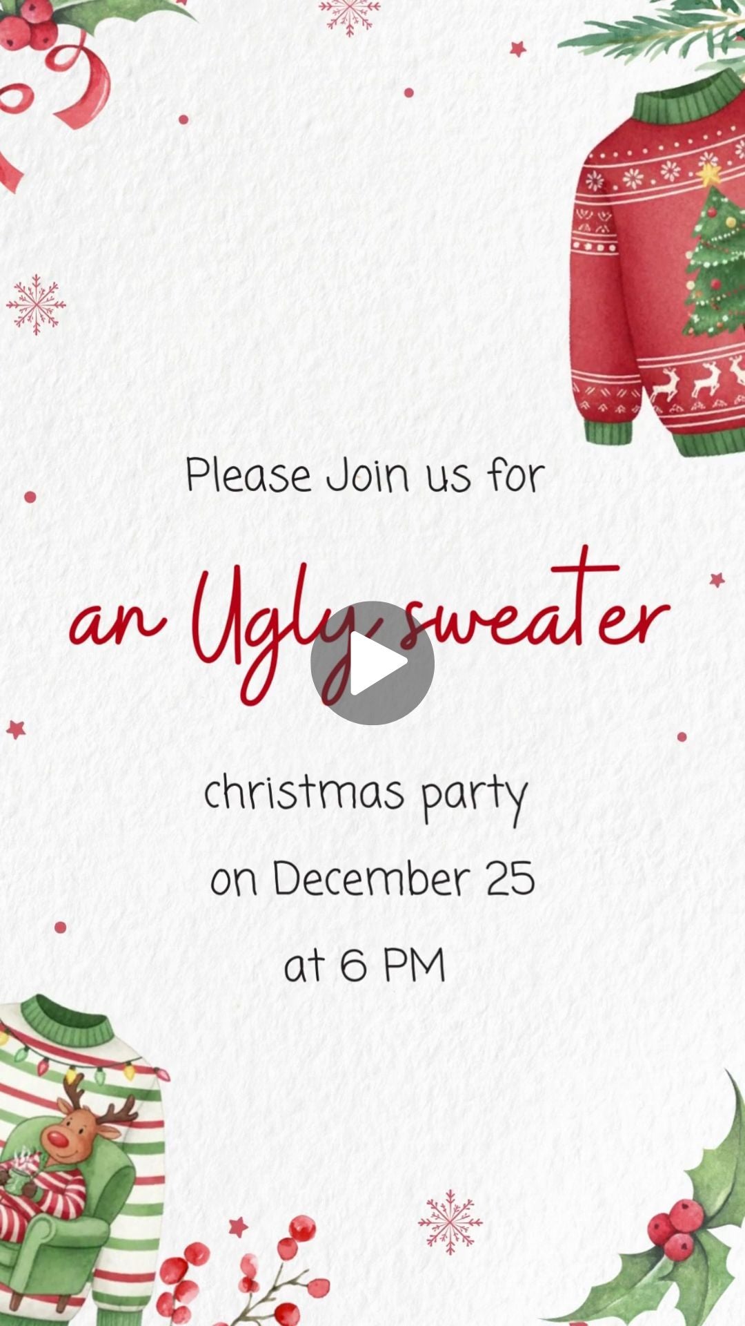 Ugly Sweater Party Invite - Ugly Sweater Christmas Party Invitation | Canva Template | Instant Download