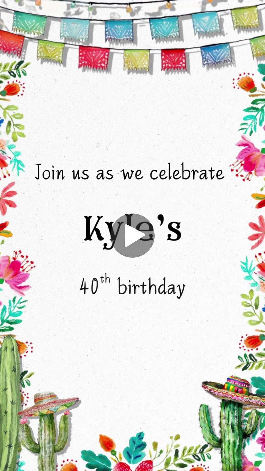 Mexican Birthday Video Invitation - Fiesta Theme Mexican Birthday Fun Digital Invite | Canva Template | Instant Download