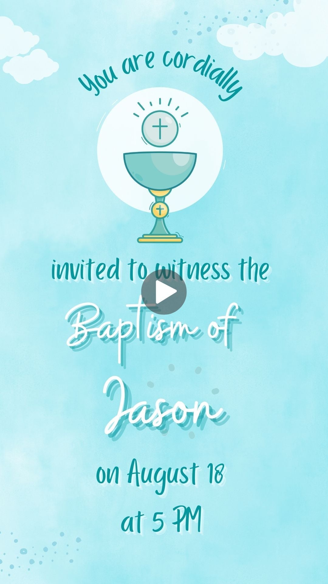 Teddy Bear Party Invite - With Divinity and Grace Of Christ Baptism Invitation