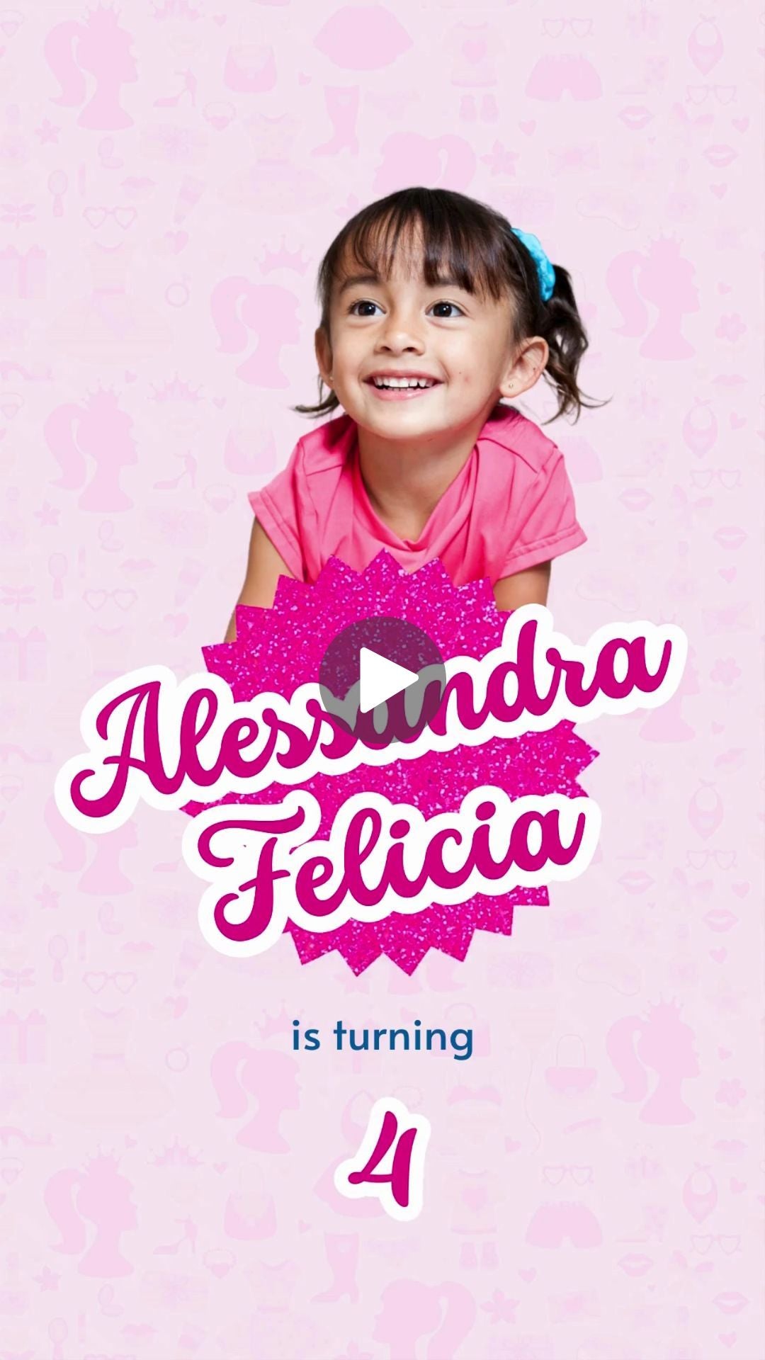 Pink Doll Birthday Animated Video Invitation | Canva Template | Instant Download