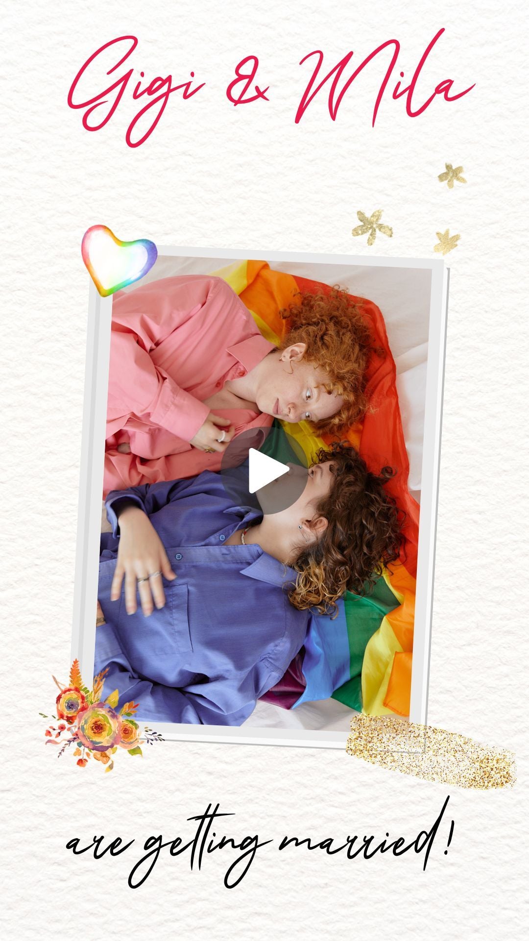 Sapphic Lesbian Wedding Video Invitation - LGBT Wedding Invite - Save the Date Lesbian Wedding Mrs &amp; Mrs