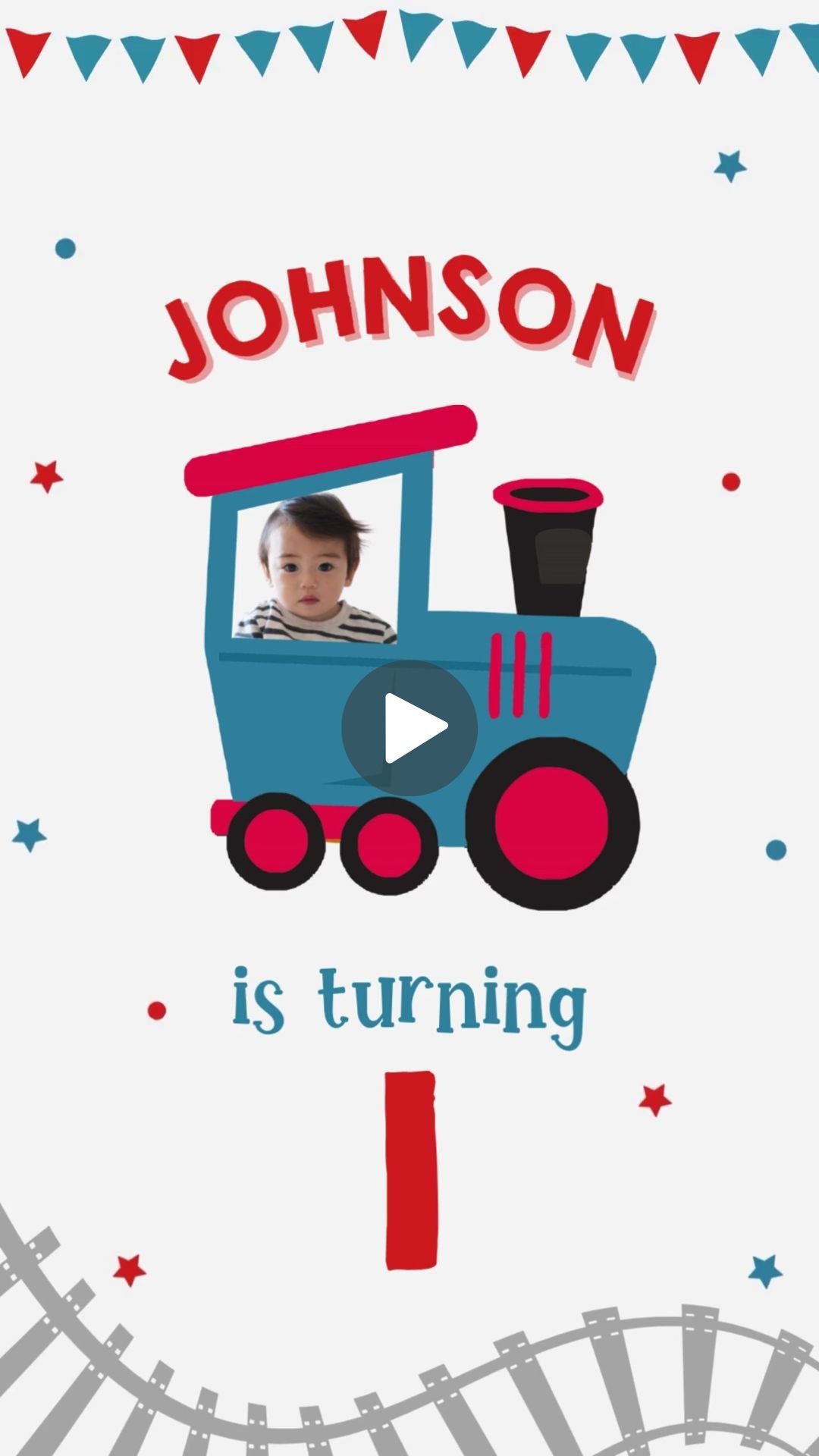 Train Birthday Video Invitation - Train Theme Birthday Party Invite | Canva Template | Instant Download