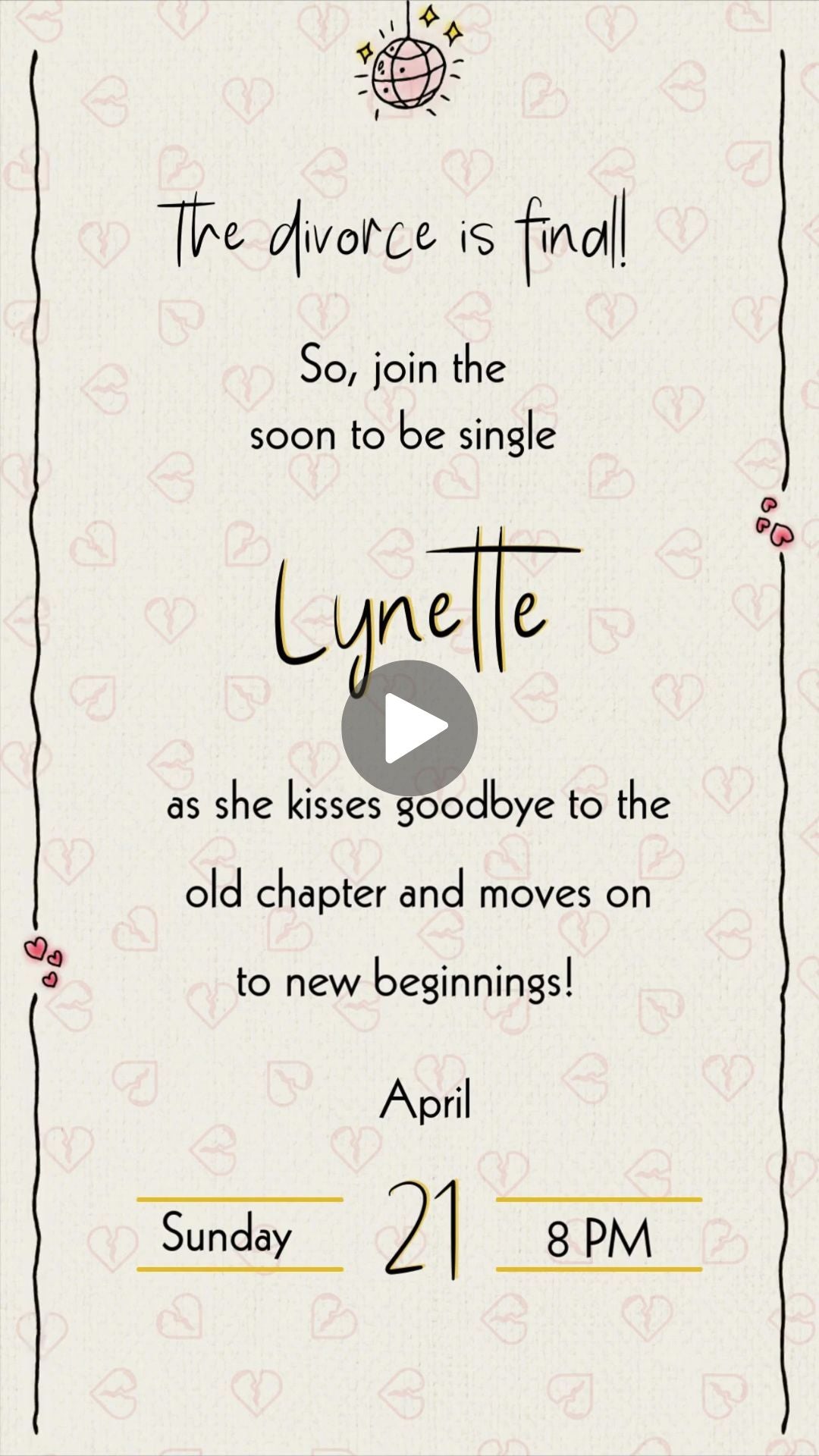 Divorce Party Video Invitation - Divorce Theme Newly Single Digital Party Invite | Canva Template | Instant Download