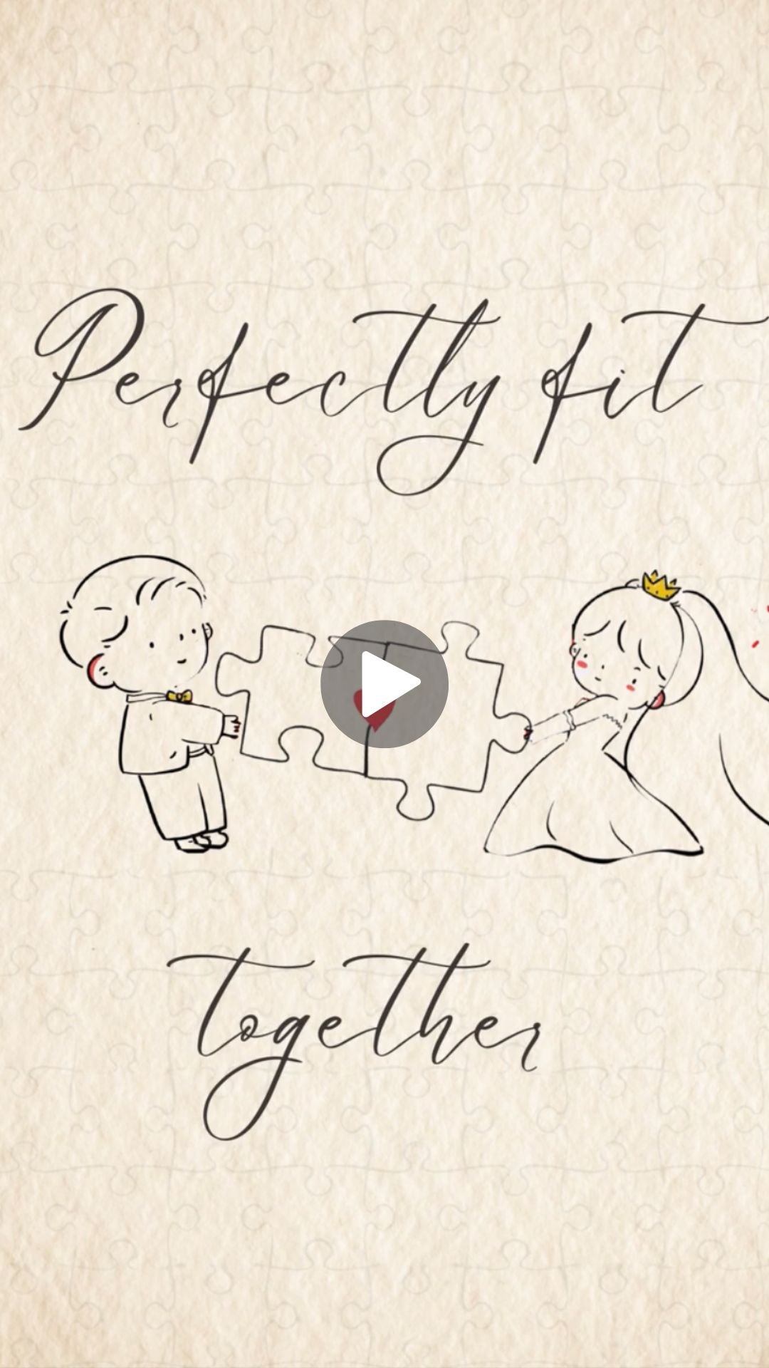 Puzzle Wedding Perfectly Fit Together Video Invitation - Puzzle Theme Wedding Digital Invite - Save the date
