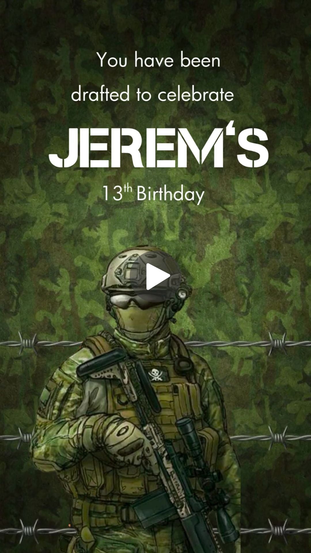 Military Birthday Invite - Atten Hunt Military Birthday Party Invitation | Canva Template | Instant Download