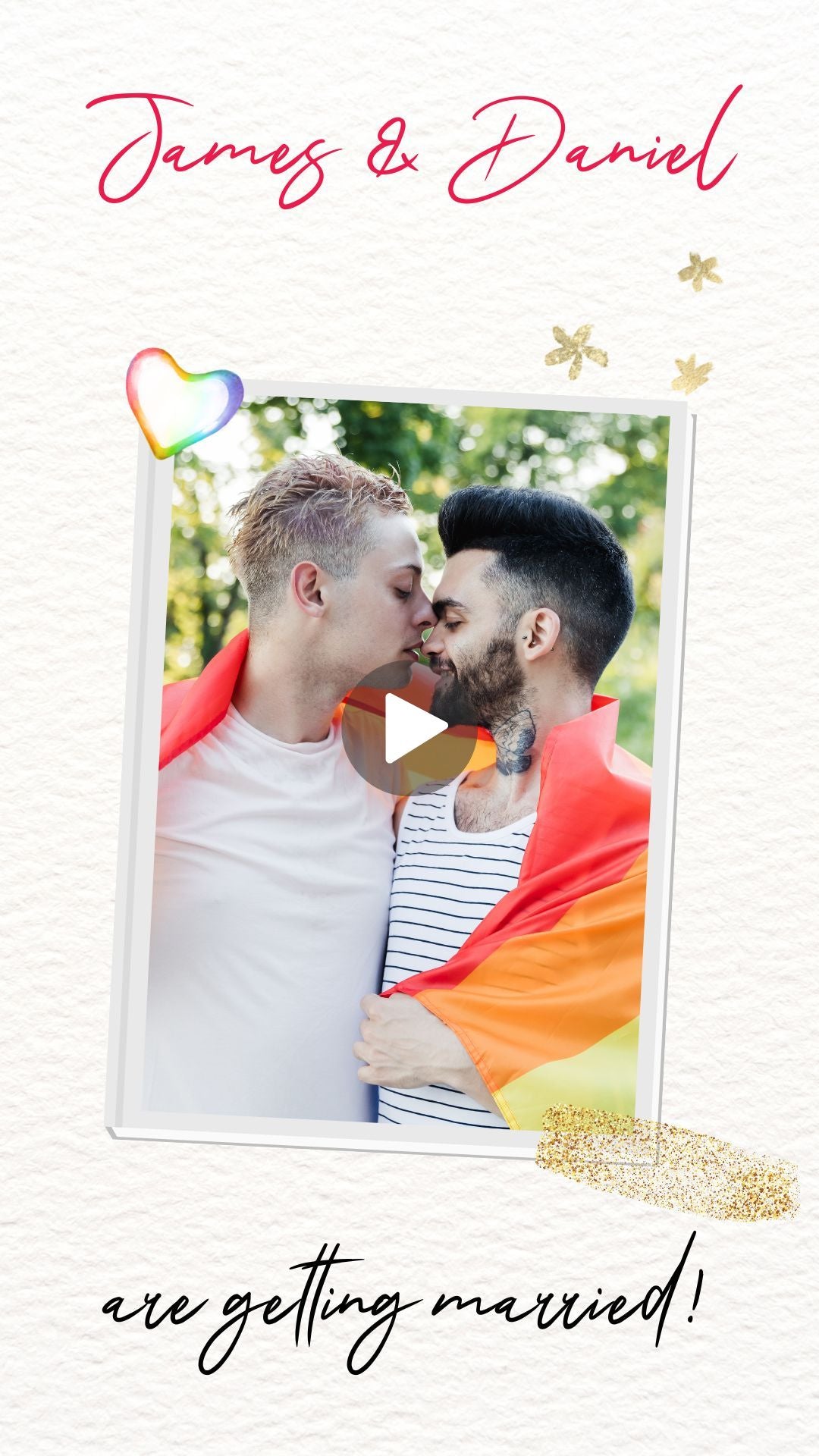 Sapphic Gay Wedding Video Invitation - LGBT Wedding Invite - Save the Date Gay Wedding
