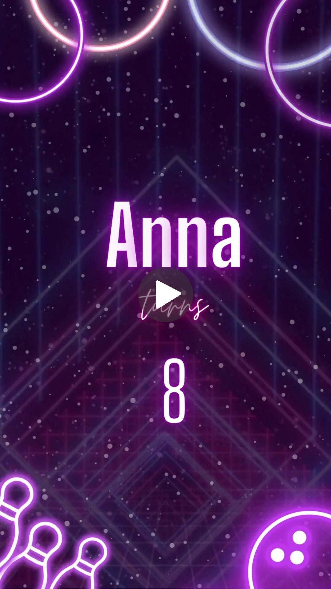 Glow Bowling Birthday Party Invitation -  Strike Up Glowing Bowling Theme Digital Invite | Canva Template | Instant Download