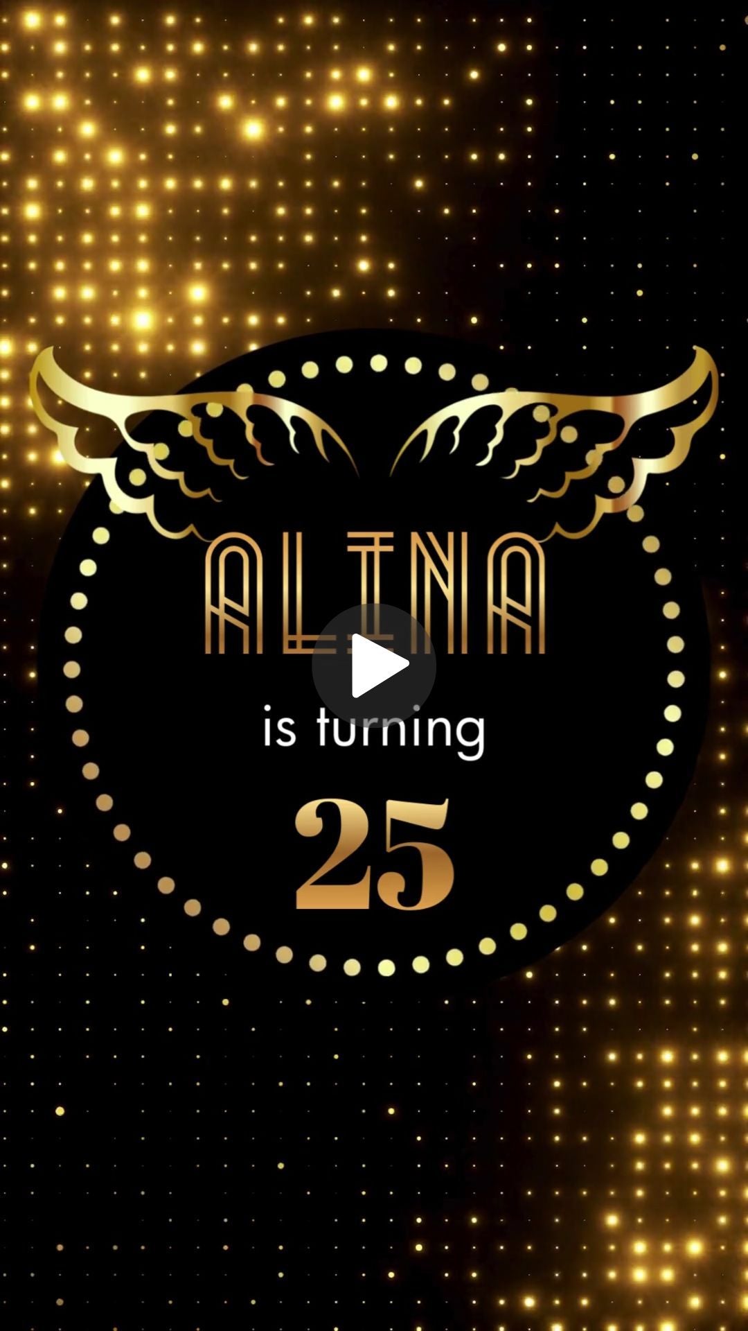 25th Birthday Video Invitation - Black and Gold Theme Party Invite | Canva Template | Instant Download