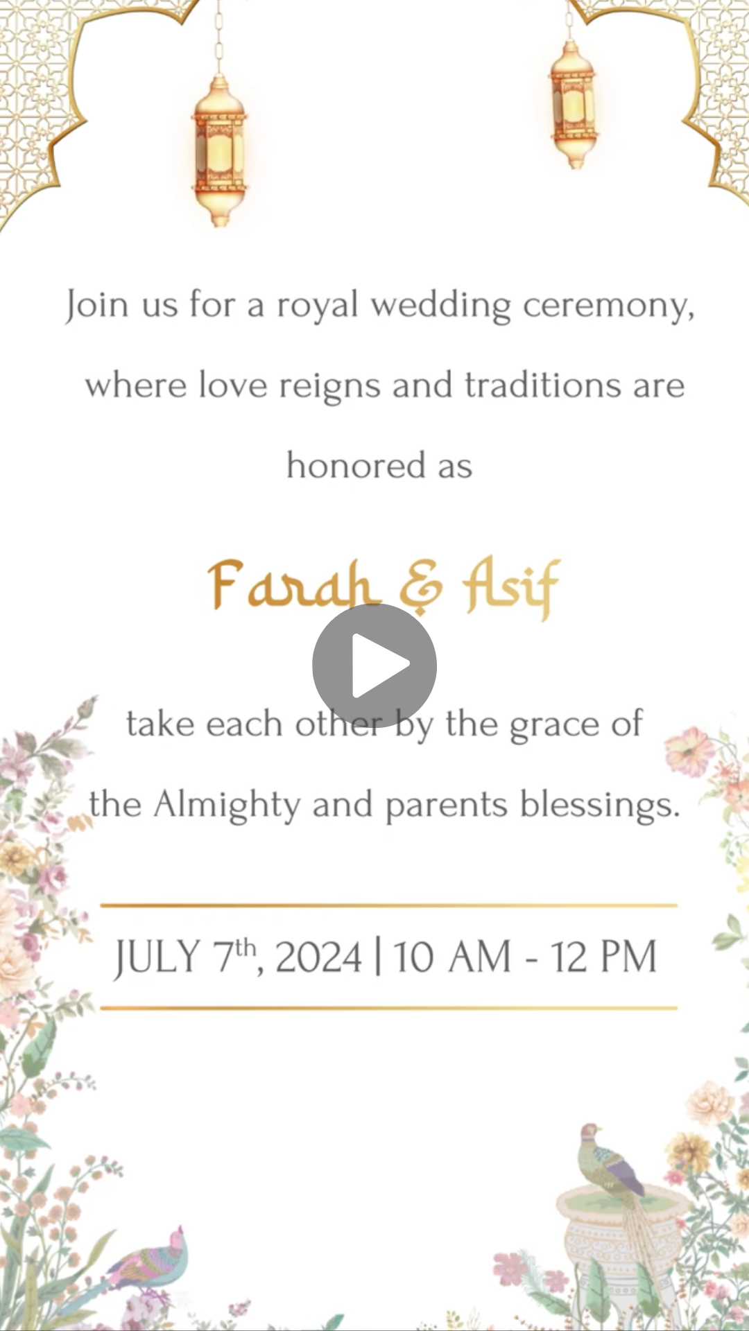 Mughal Wedding Animation Video Invitation - Mughal Theme Wedding Digital Invite - Save the date