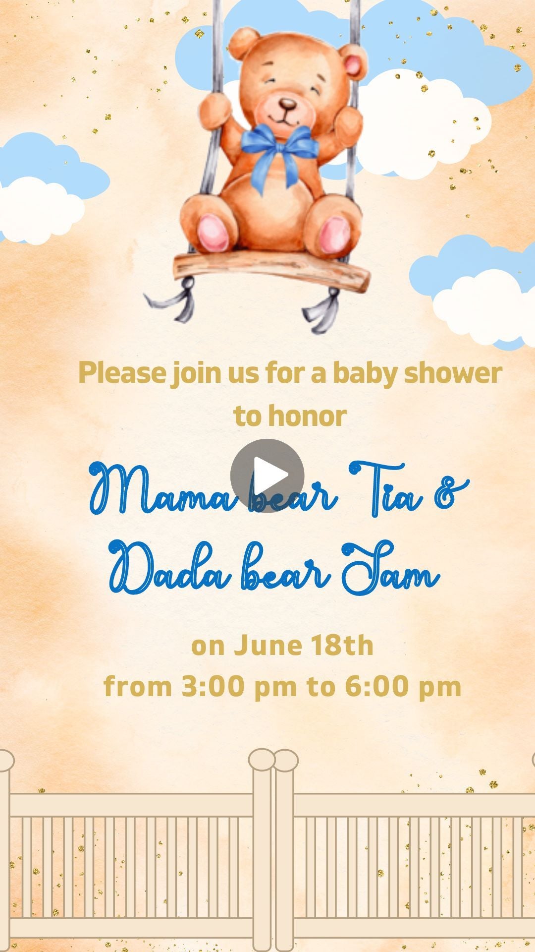 Teddy Bear Baby Shower Brown Invitation - Teddy Bear Brown Theme Baby Shower Party Invite