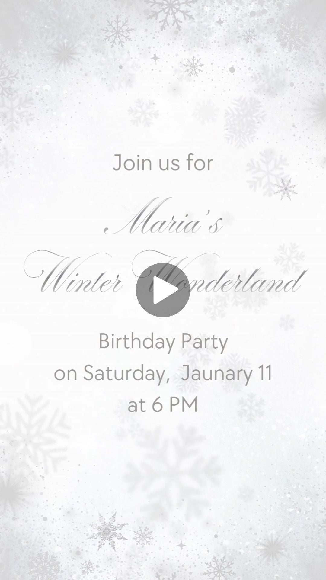 Winter Wonderland Birthday Video Invitation - Winter Wonderland Snow-Theme Digital Party Invite  | Canva Template | Instant Download