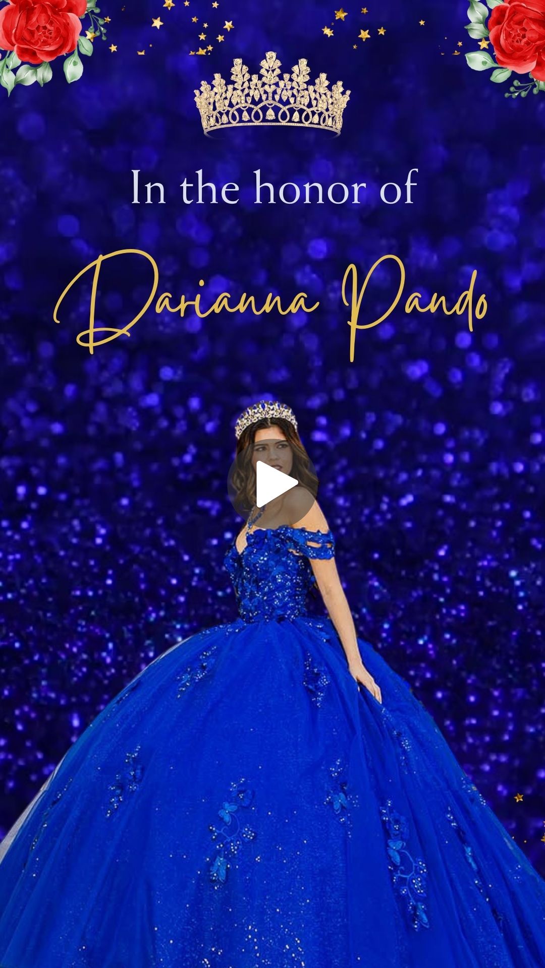 Blue Quinceanera Birthday Video Invitation - Blue Quinceanera Theme Birthday Party Invite