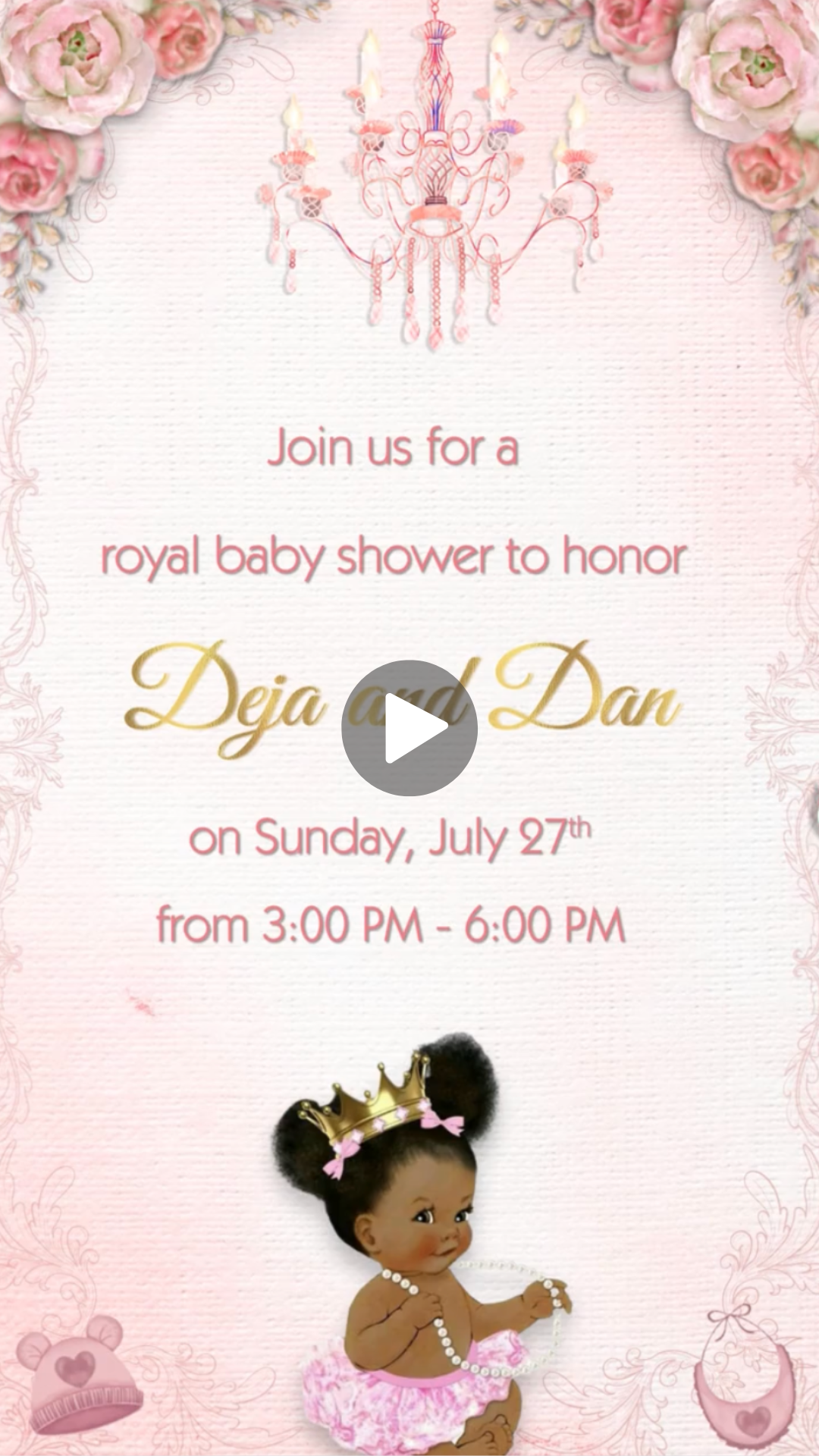 A Little Princess Girl Baby Shower Invitation - A Little Princess Pink Theme Baby Shower Invite