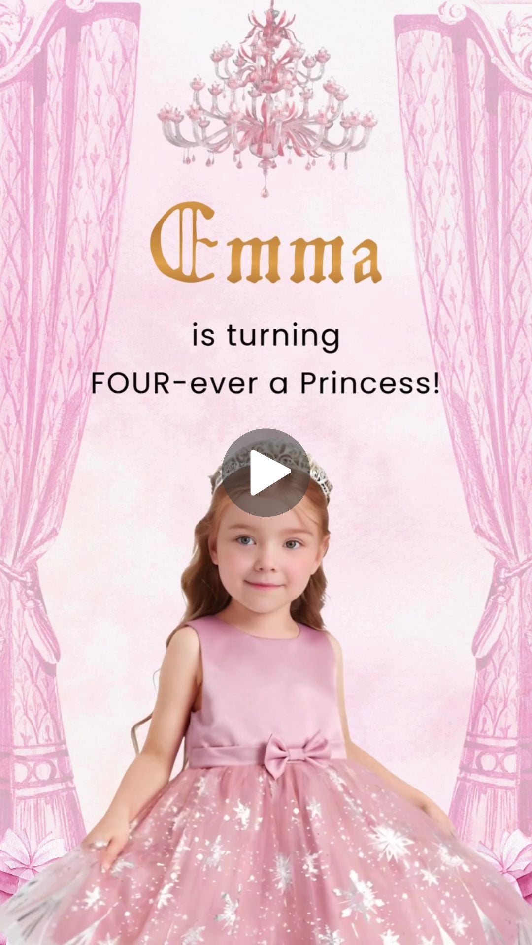 All Princess Birthday Animated Video Invitation | Canva Template | Instant Download