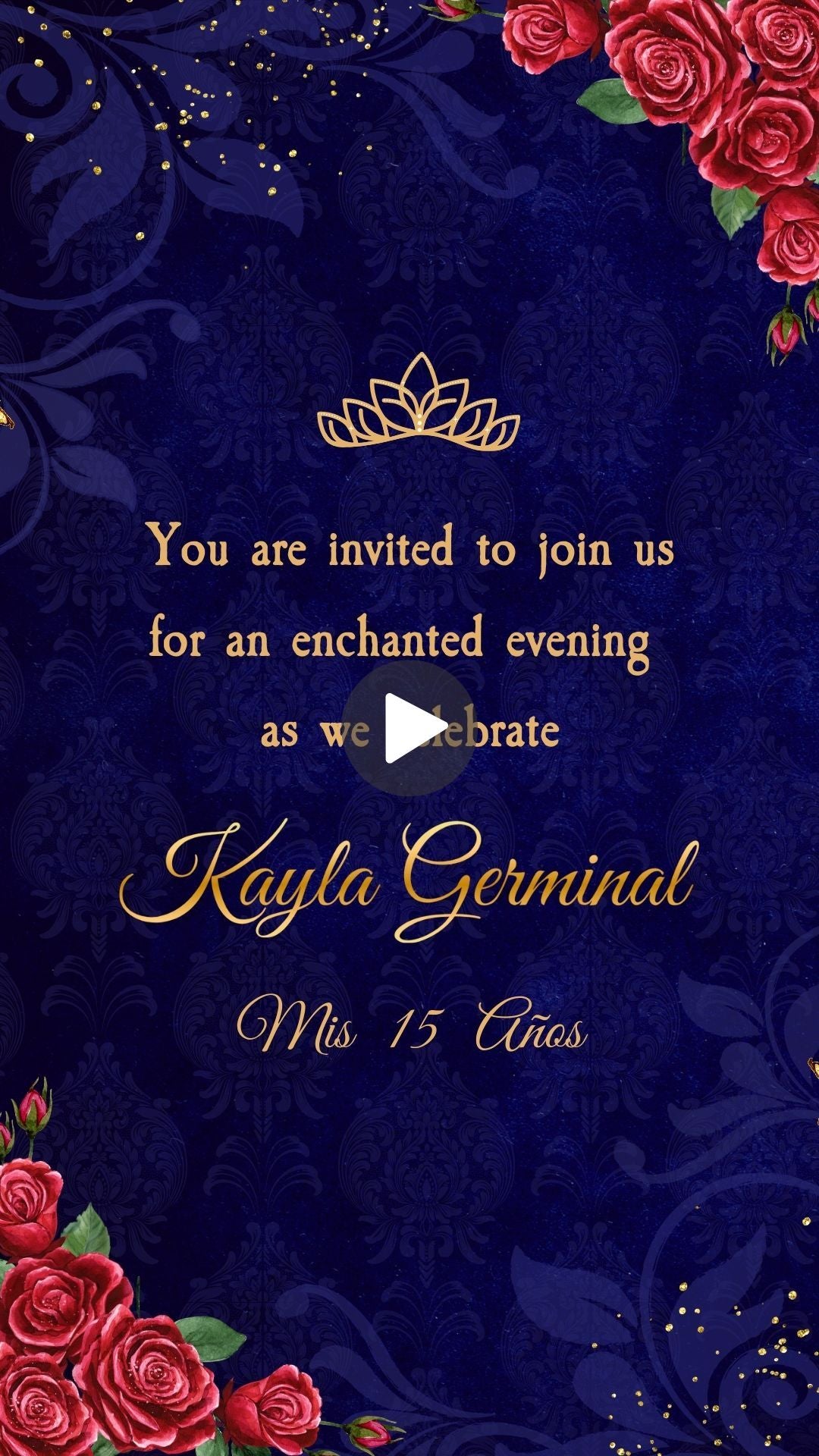 Brown Skin &amp; Curly Hair Invitation - Quinceañera Enchanted Rose Quince Años Invite