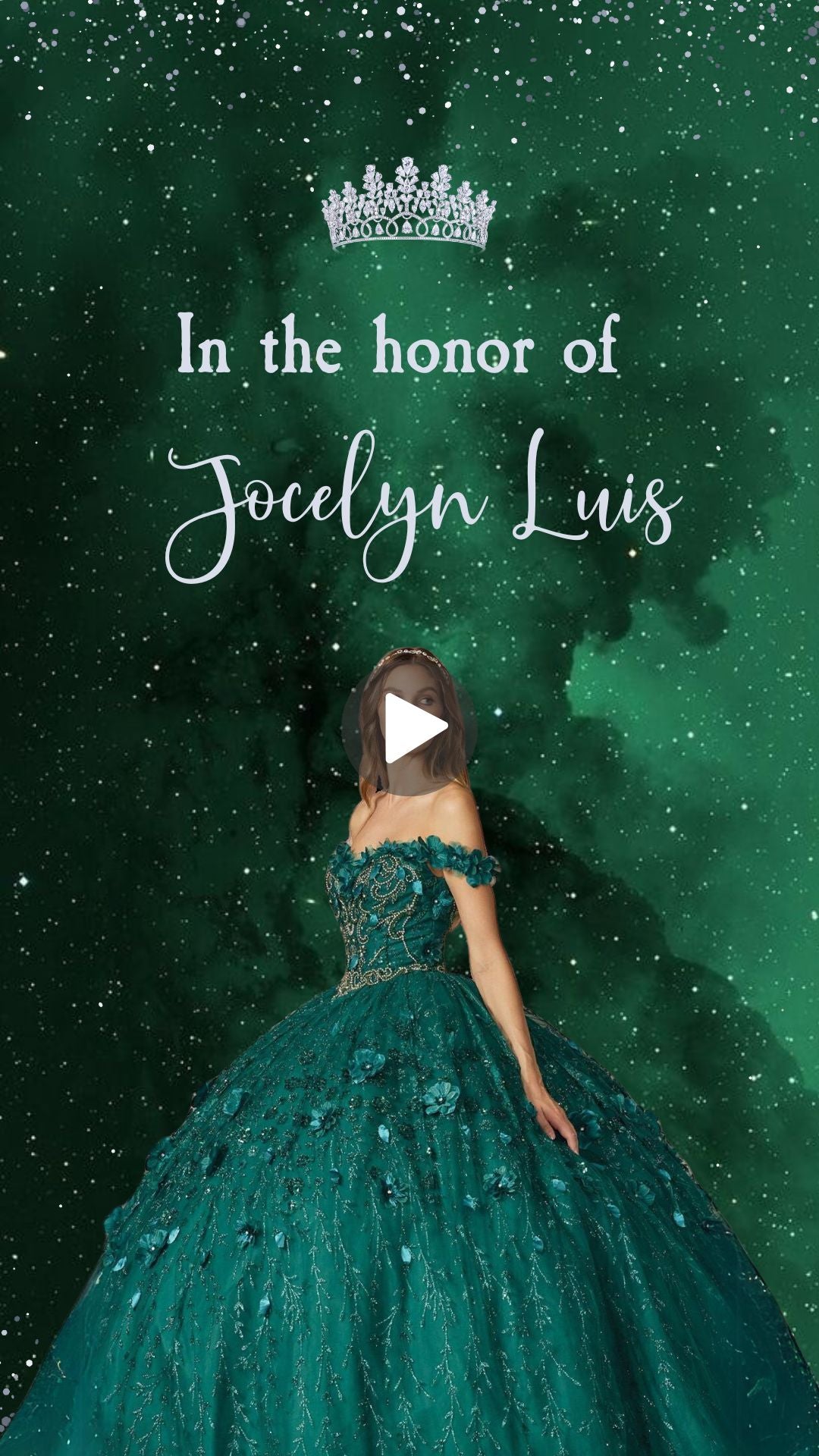 Quinceañera Video Invitation -  Quinceañera Emerald Green Theme Invite