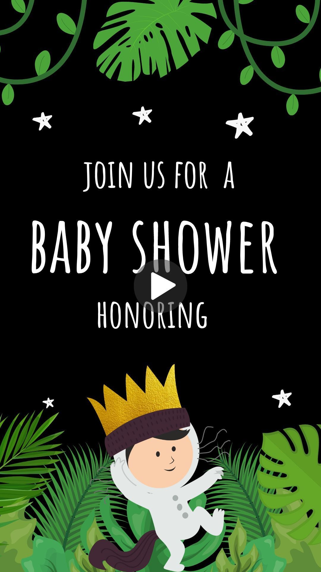 Where the Wild Things Are Baby Shower Invite - Wild One Video Invitation Digital Invite  | Canva Template | Instant Download
