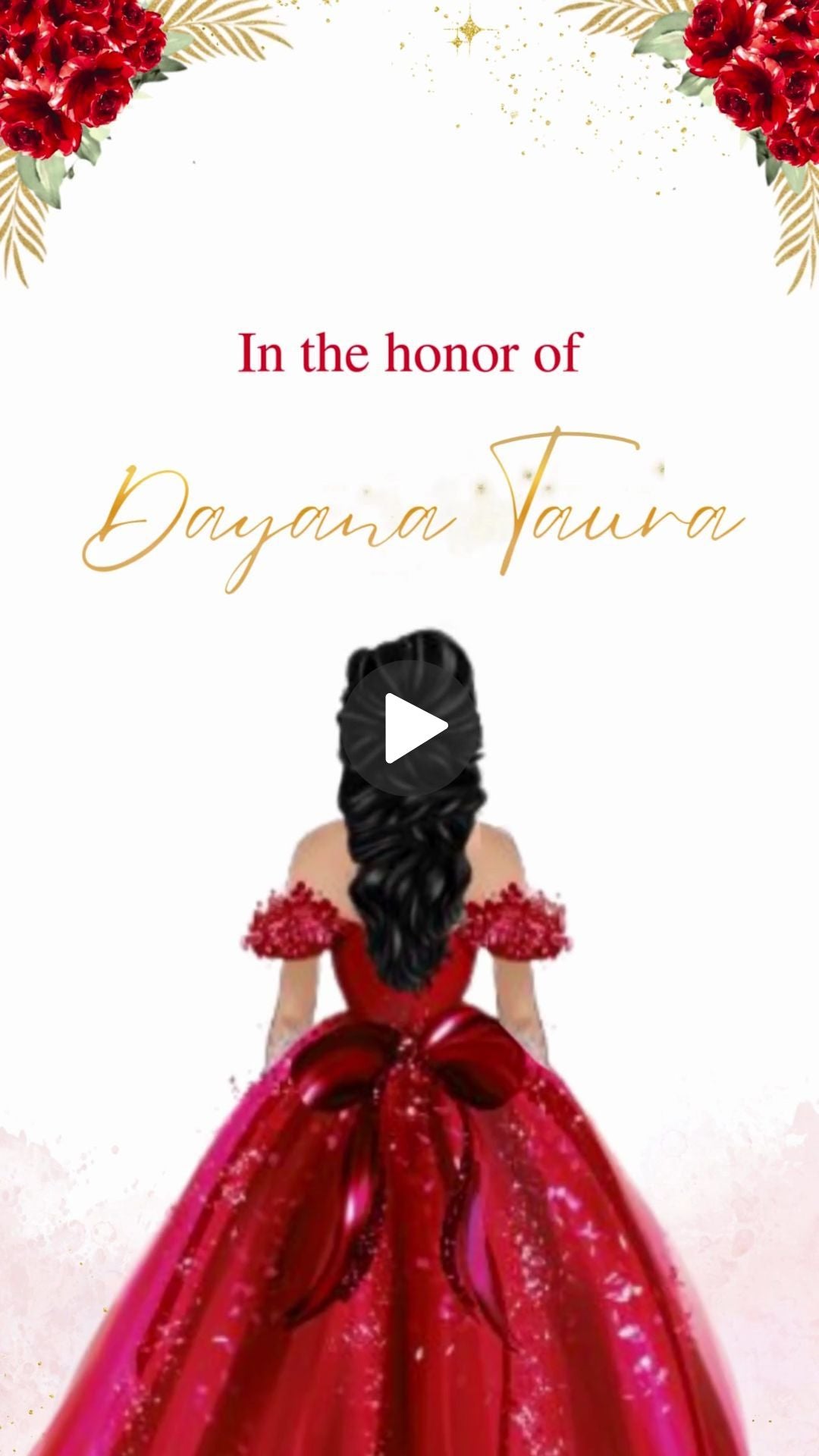 Elegant Red Butterfly Sweet Sixteen Digital Invite - Red and Gold Butterfly Sweet 16 Invite | Canva Template | Instant Download