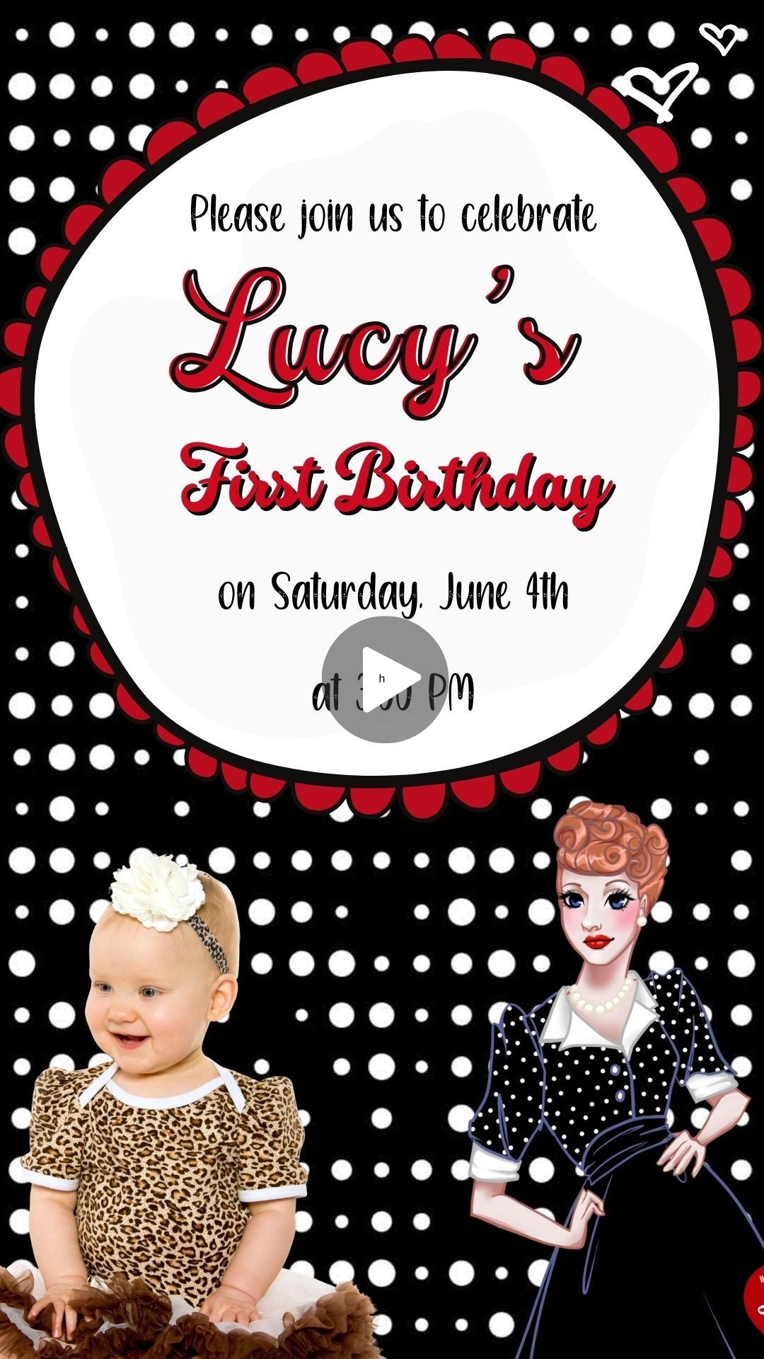 Me encanta la invitación en vídeo del cumpleaños de Lucy - Me encanta la invitación con tema animado de Lucy