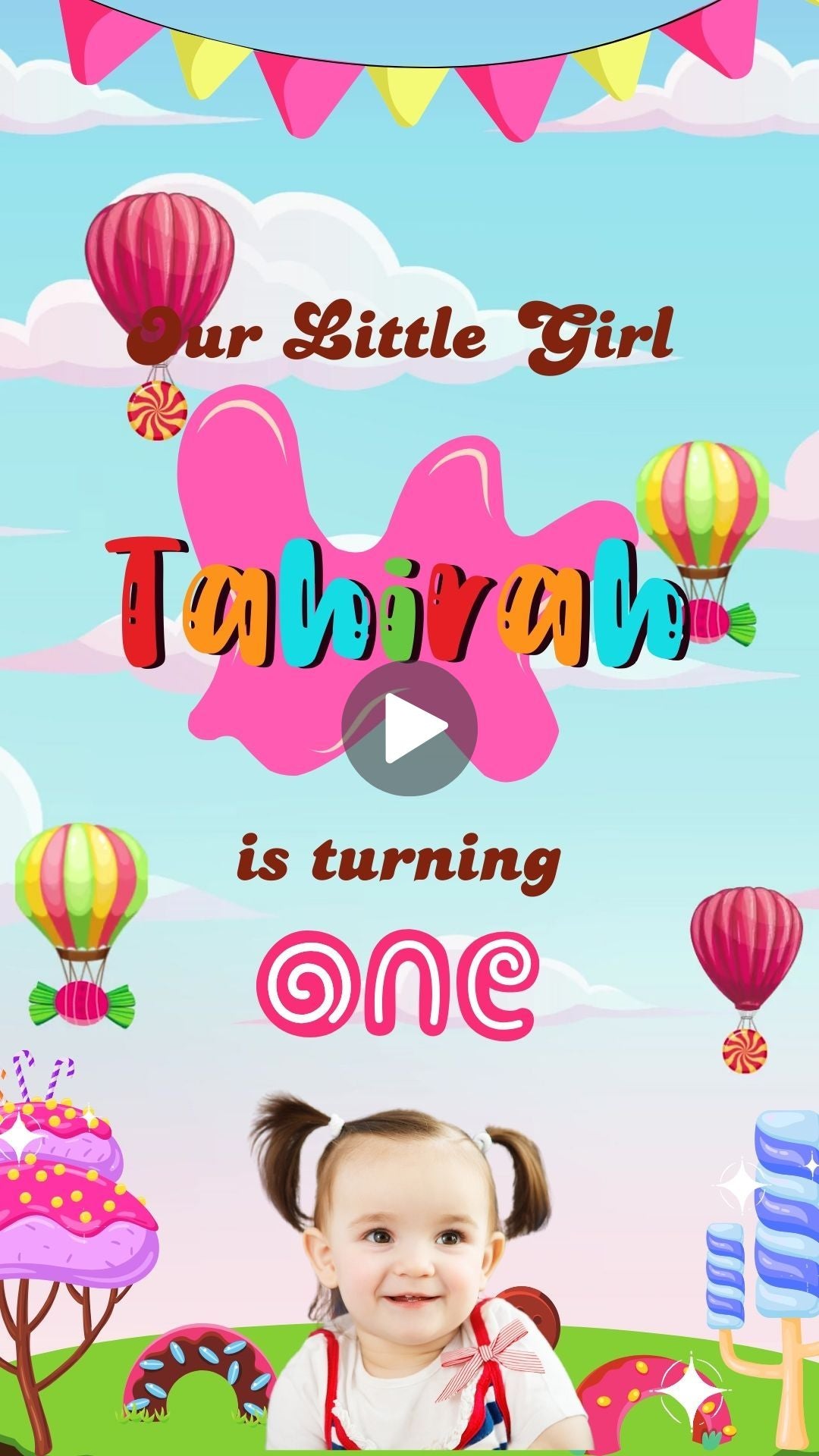 Candyland Birthday Video Invitation - Sweet Candyland Theme Party Invite