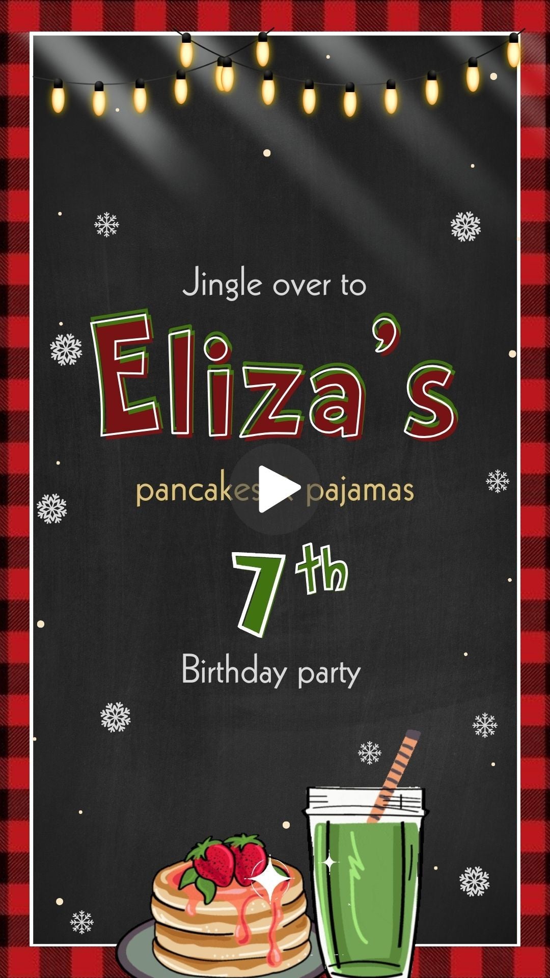 Pancake & Pyjamas Birthday Video Invitation - Pancake & Pyjamas Theme Party Digital Invite