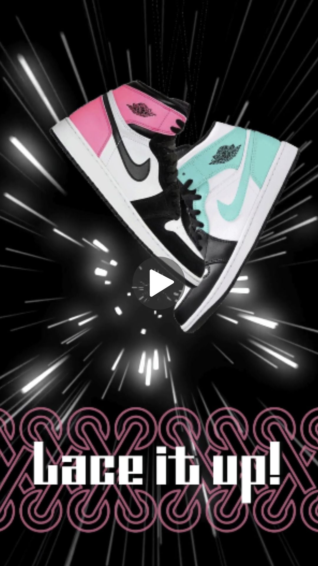 Pink &amp; Aqua Sneaker Video Invitation - Sneaker Ball Theme Birthday Party Invite