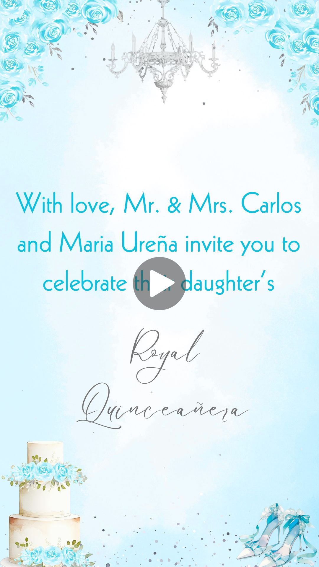 Cinderella Quinceañera Video Invitation - Cinderella Theme Magical Quinceañera Party Invite