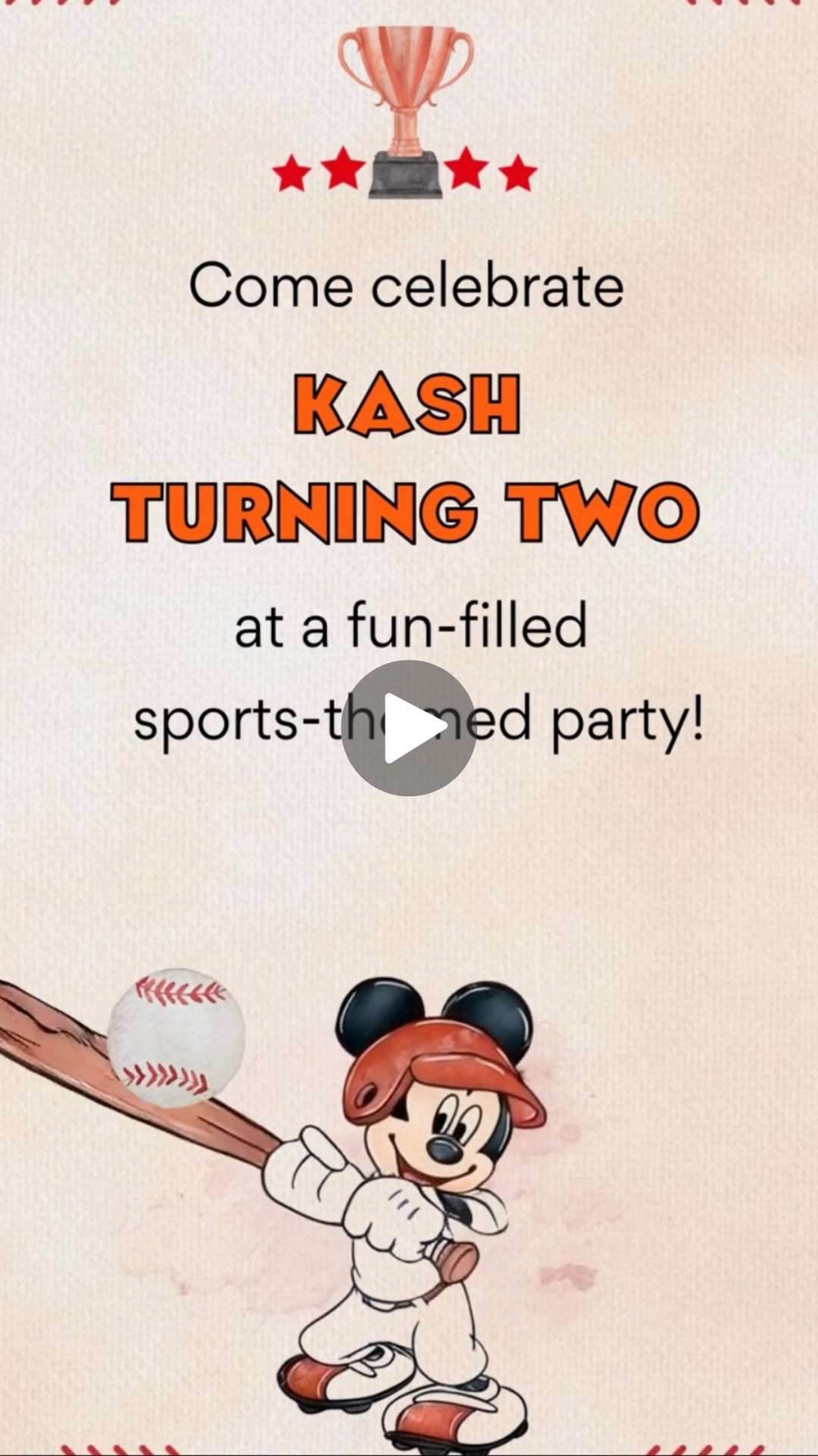 Mickey Mouse Sports Video Invitation - Mickey Birthday Sports All-Star Digital Invite