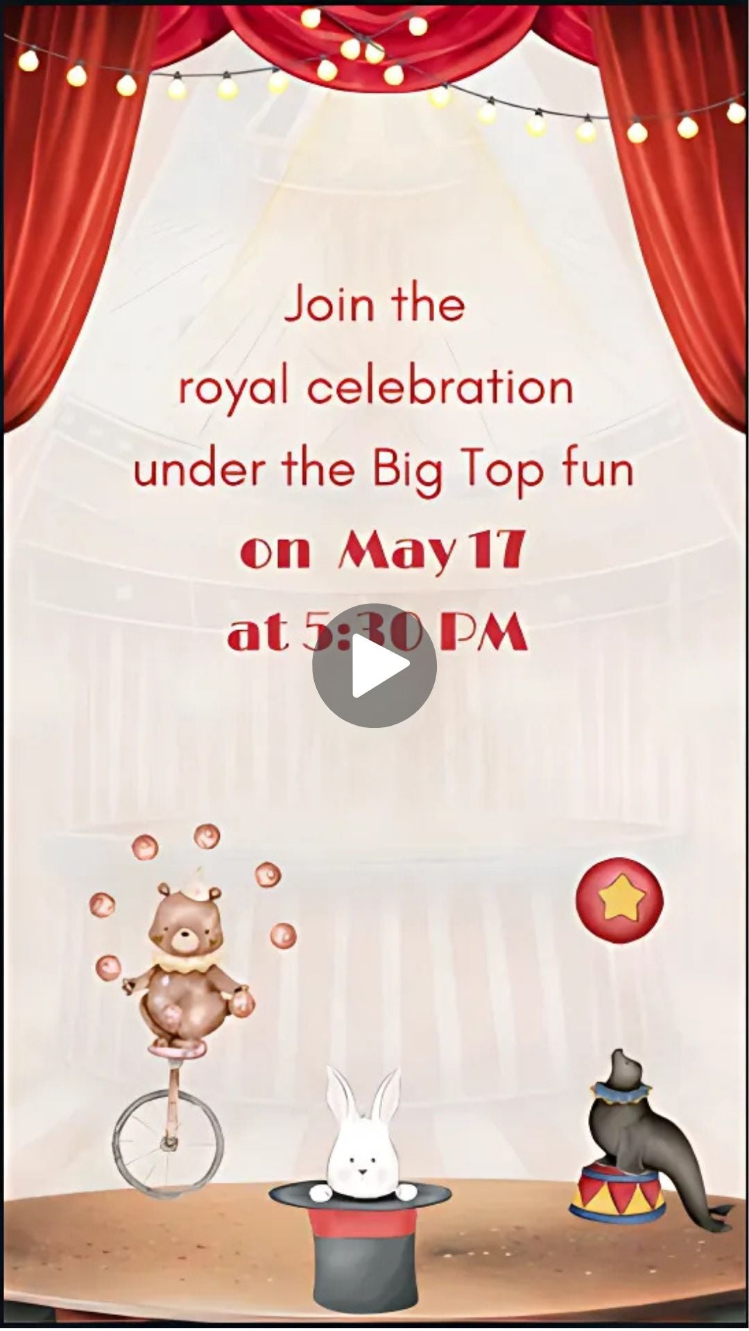 circus themed birthday party​ invitation