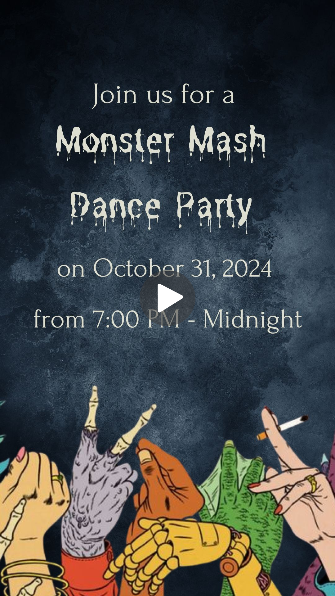 Monster Mash Dance Party Animated Video Invitation | Canva Template | Instant Download