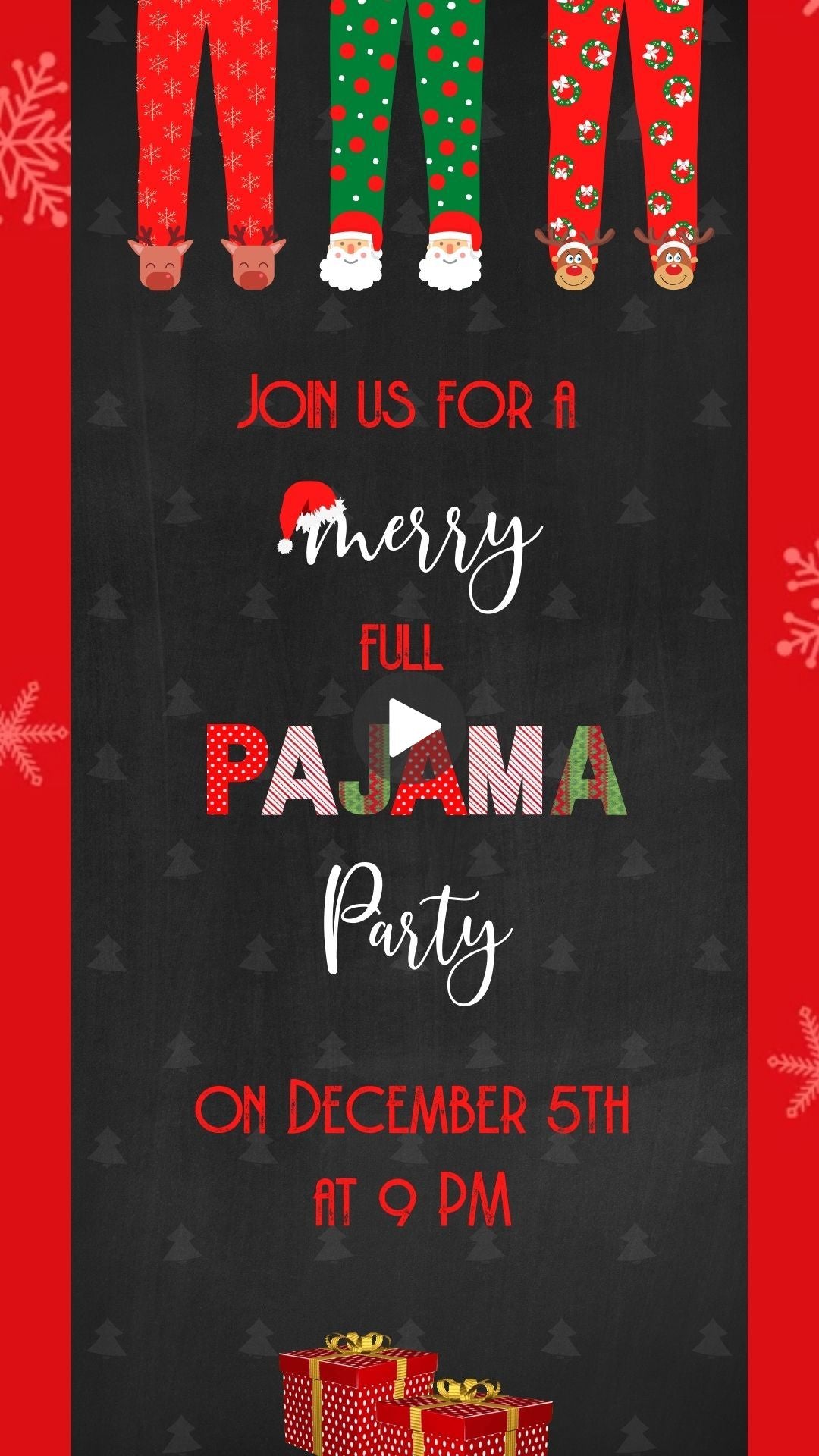 Christmas Pajama Invite - Pajamas Party Invitation