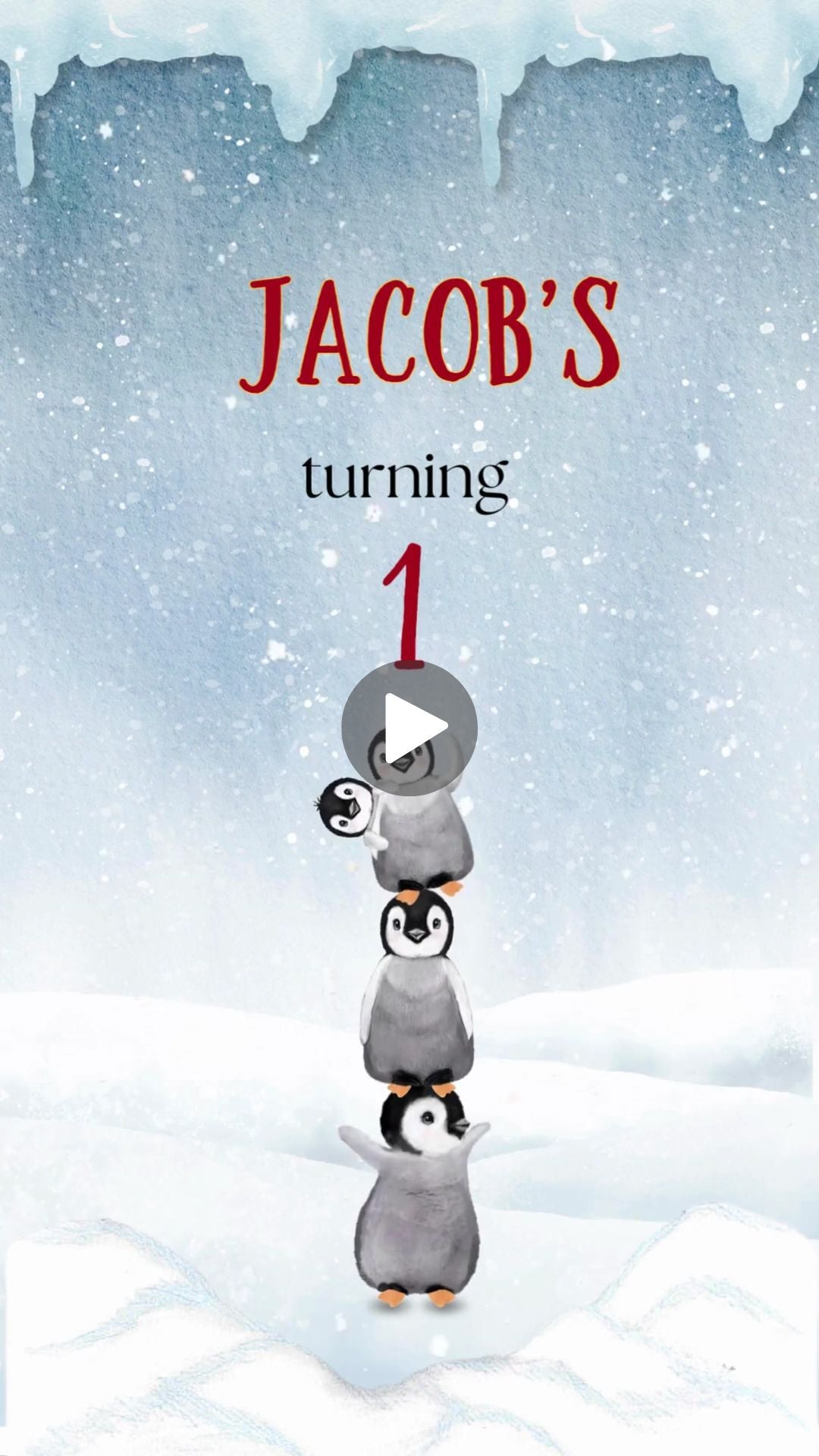 Penguin Birthday Animated Video Invitation | Canva Template | Instant Download