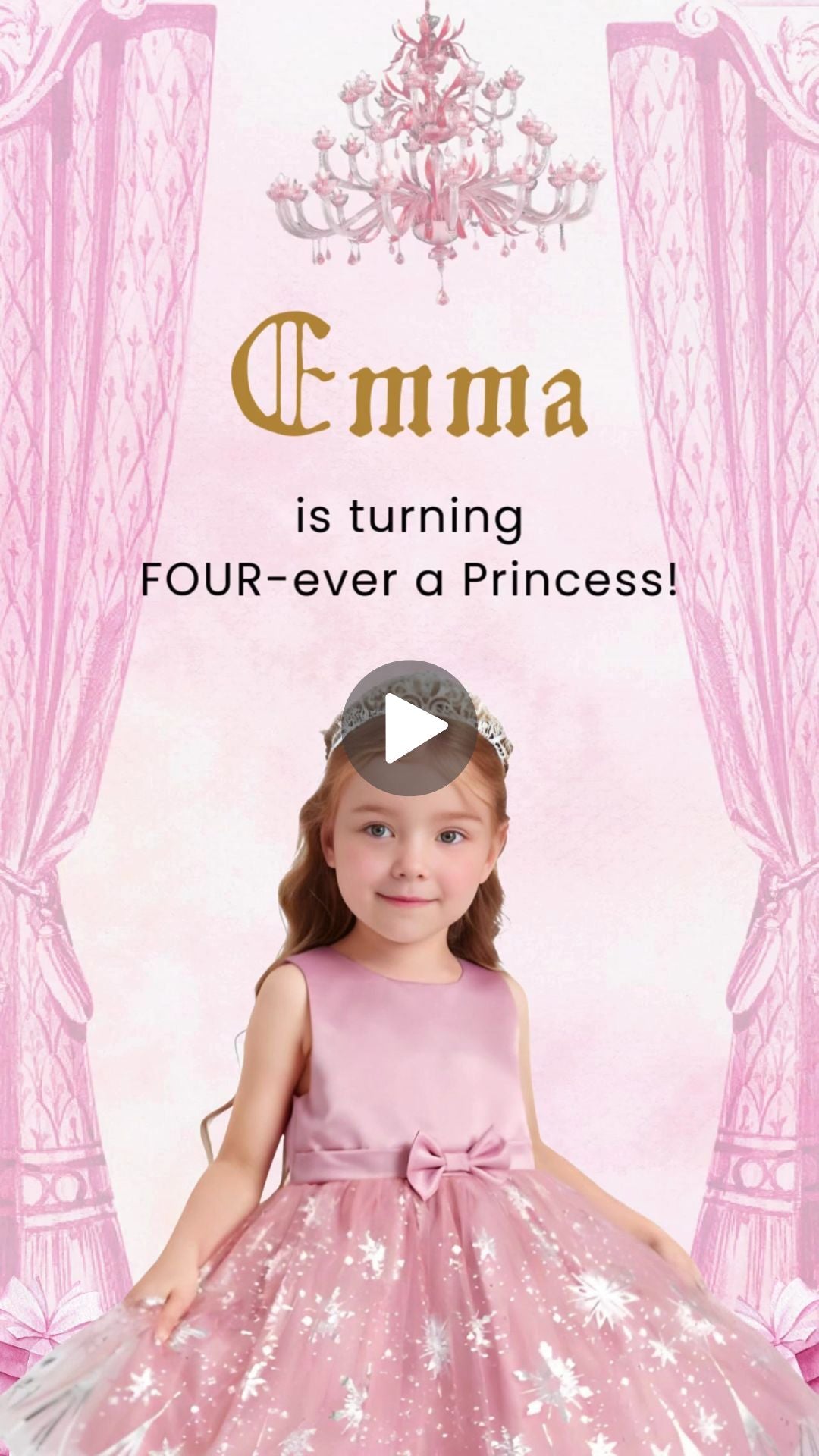 All Princess Birthday Animated Video Invitation | Canva Template | Instant Download