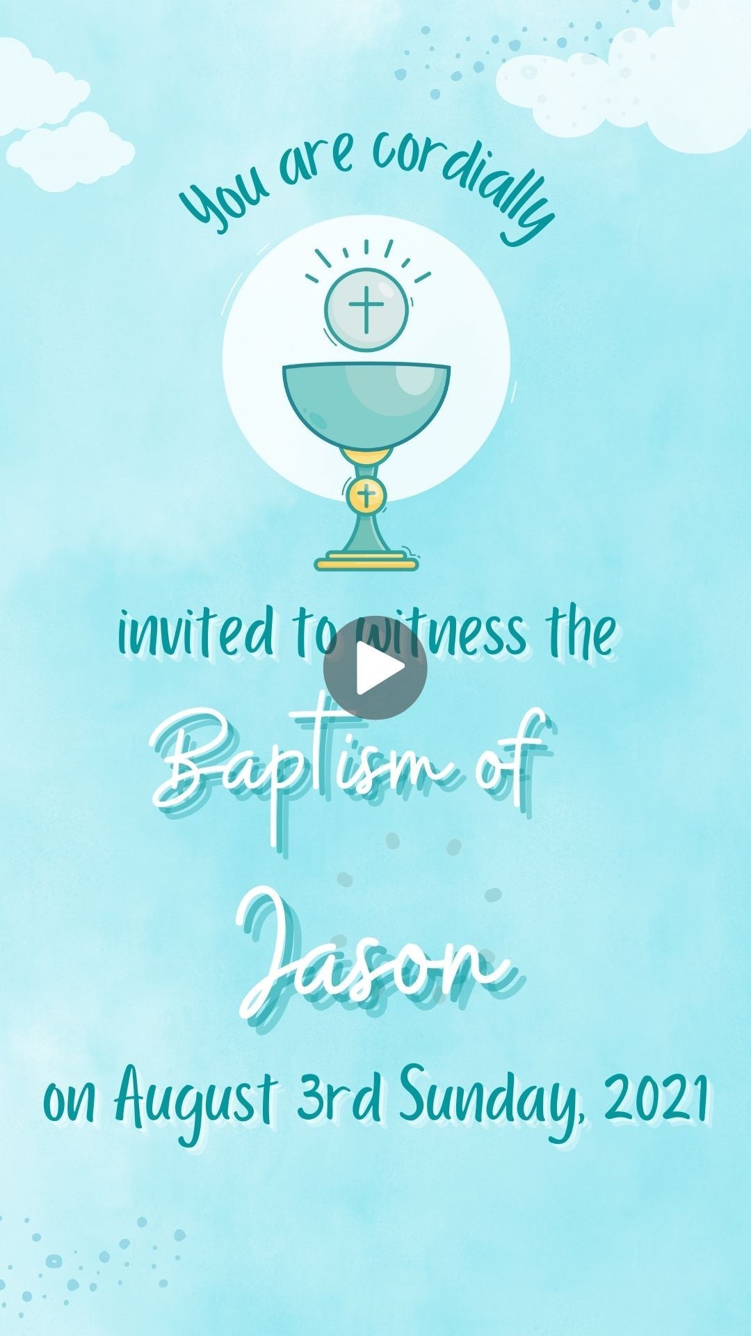 Teddy Bear Baby Boy Baptism Video Invite - Baby Bear Boy Invite