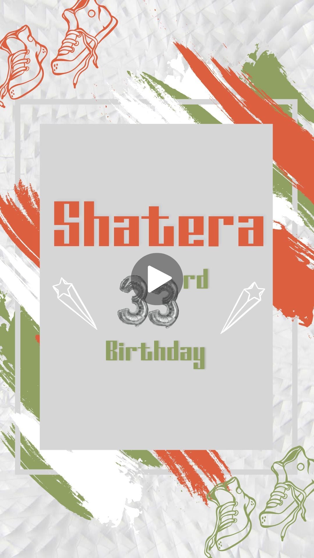 Invitación en vídeo de cumpleaños de Sneaker Ball - Invitación temática de Sneaker Ball verde y naranja