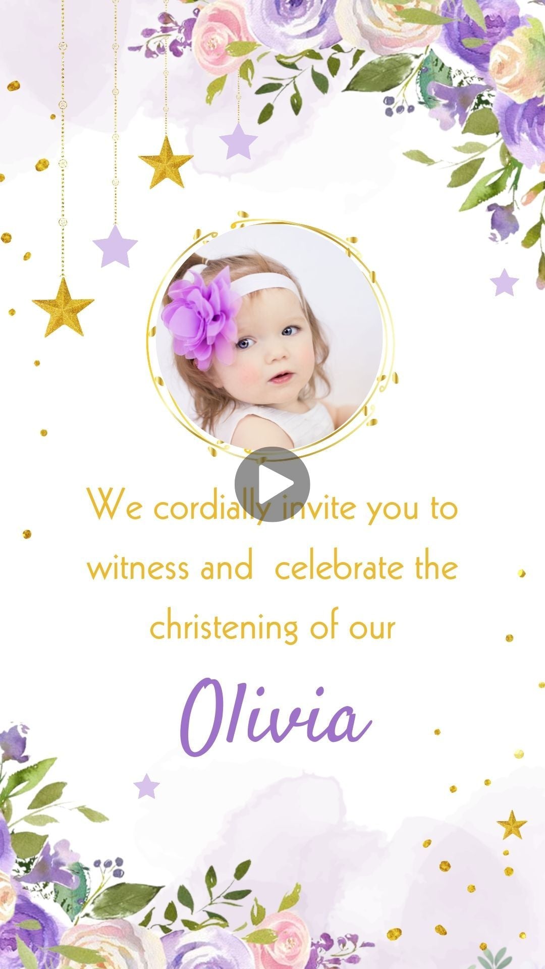 Twinkle Twinkle Little Star Baptism Video Invitation - Twinkle Twinkle Little Star Baptism Theme  Invite